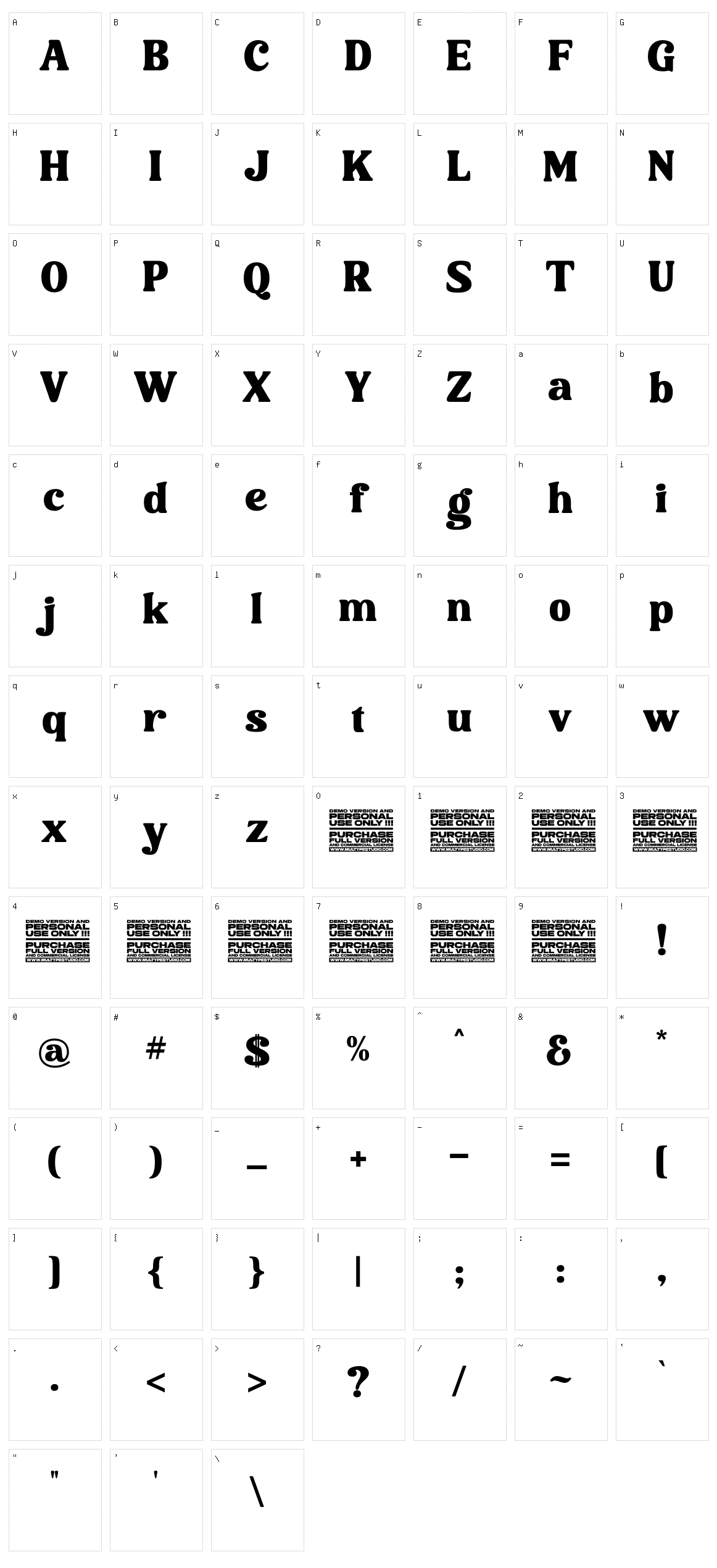 Mahoda Display Character Set