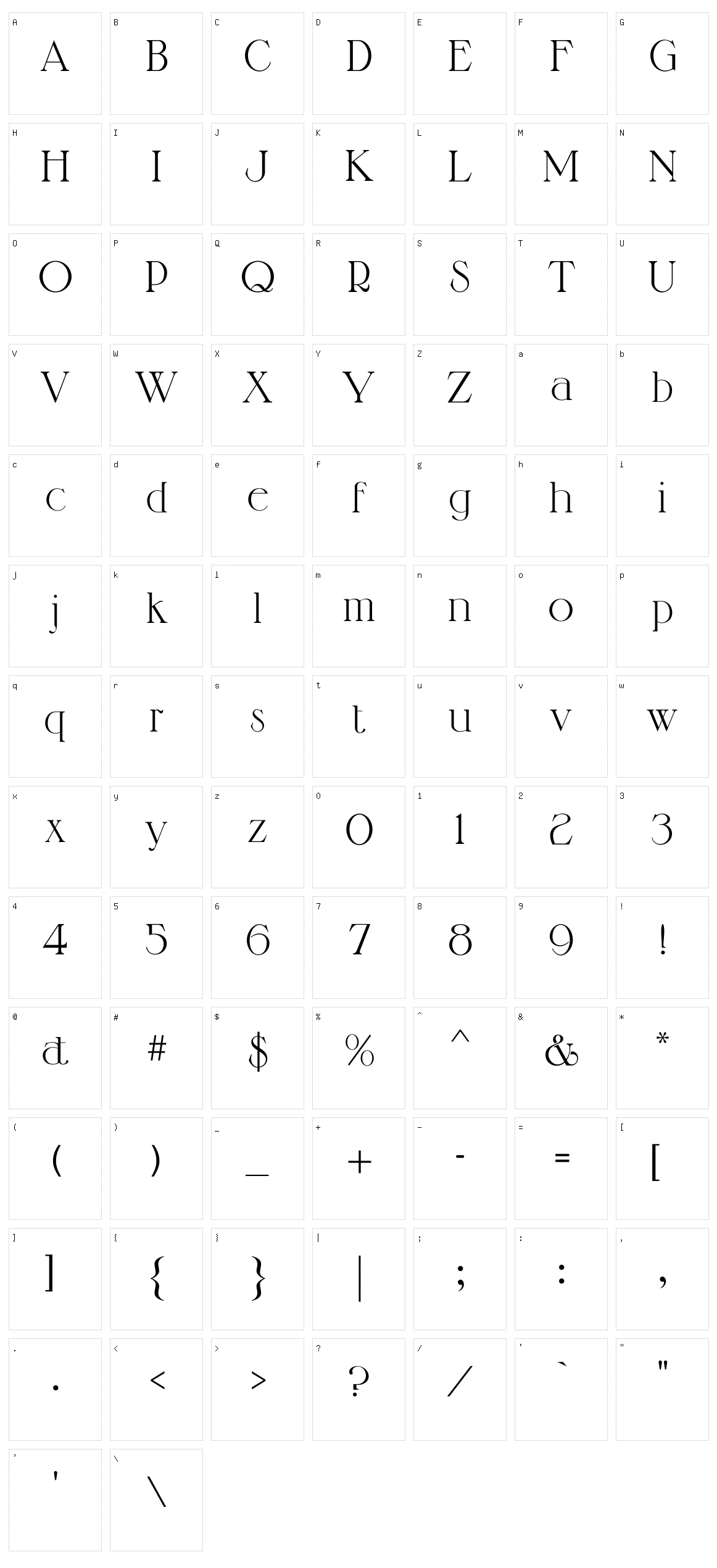 Manquis CP Character Set
