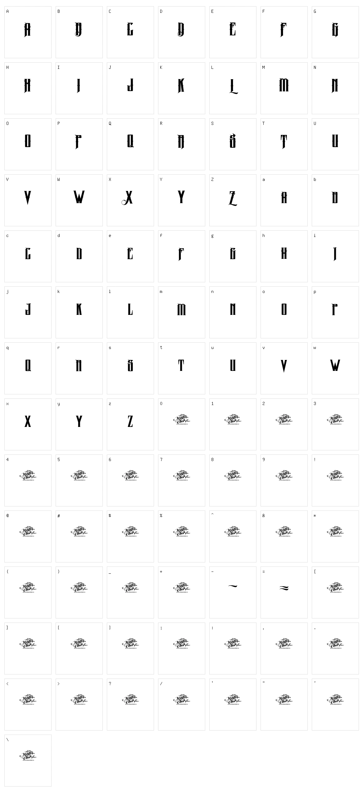 MCF Zelfis Character Set