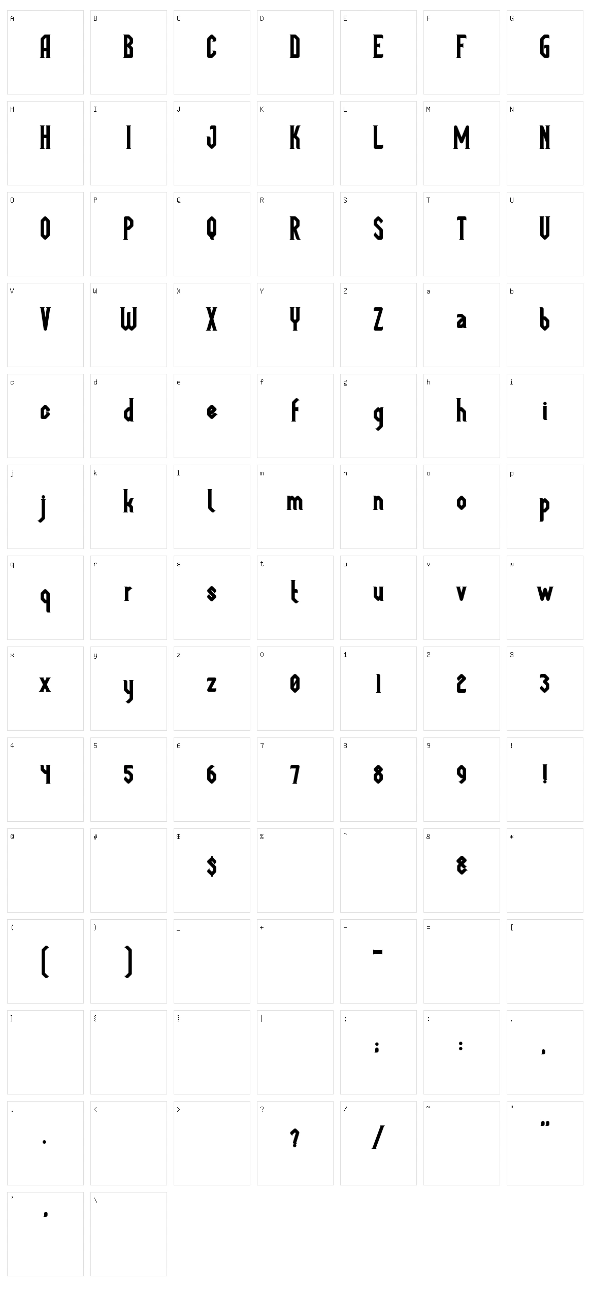 Megapolis Character Set