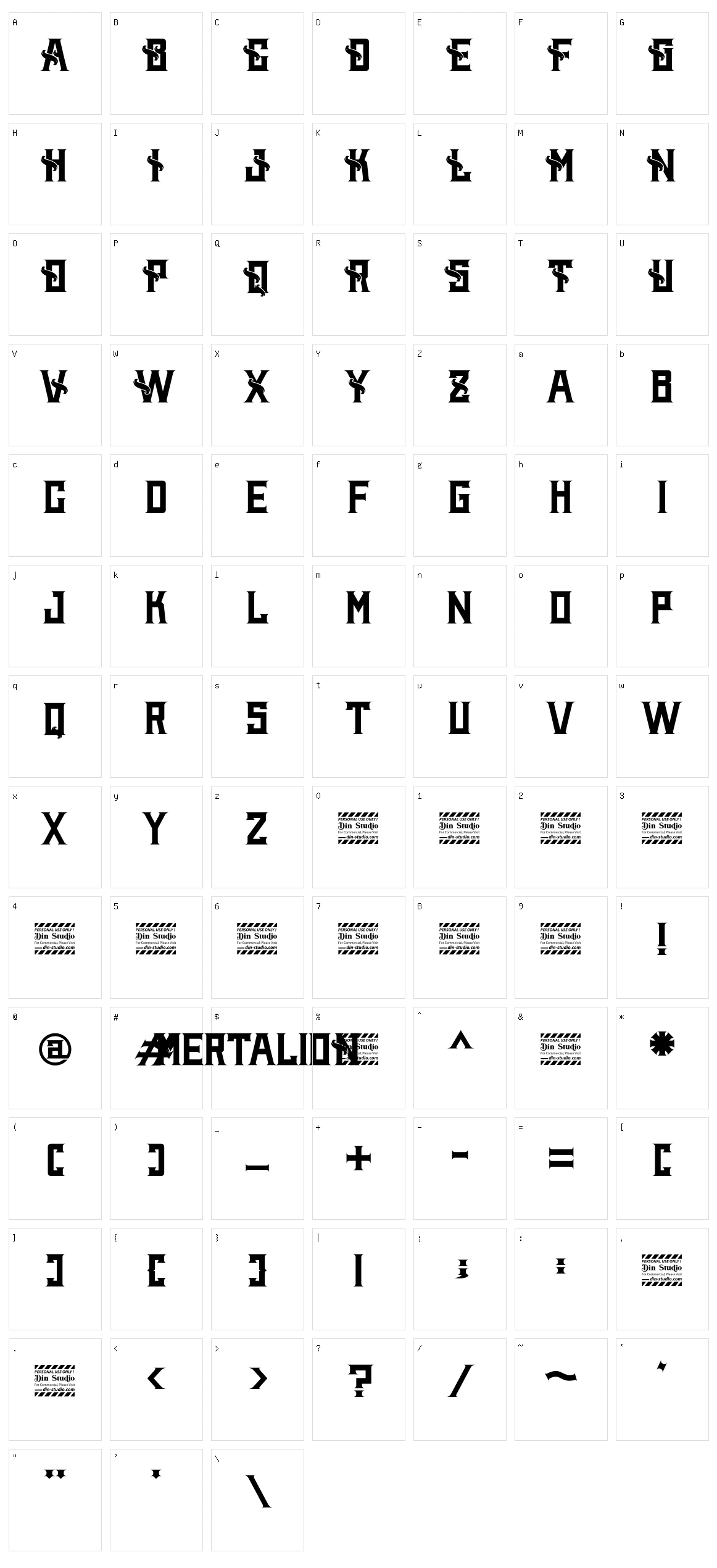 Mertalion Character Set