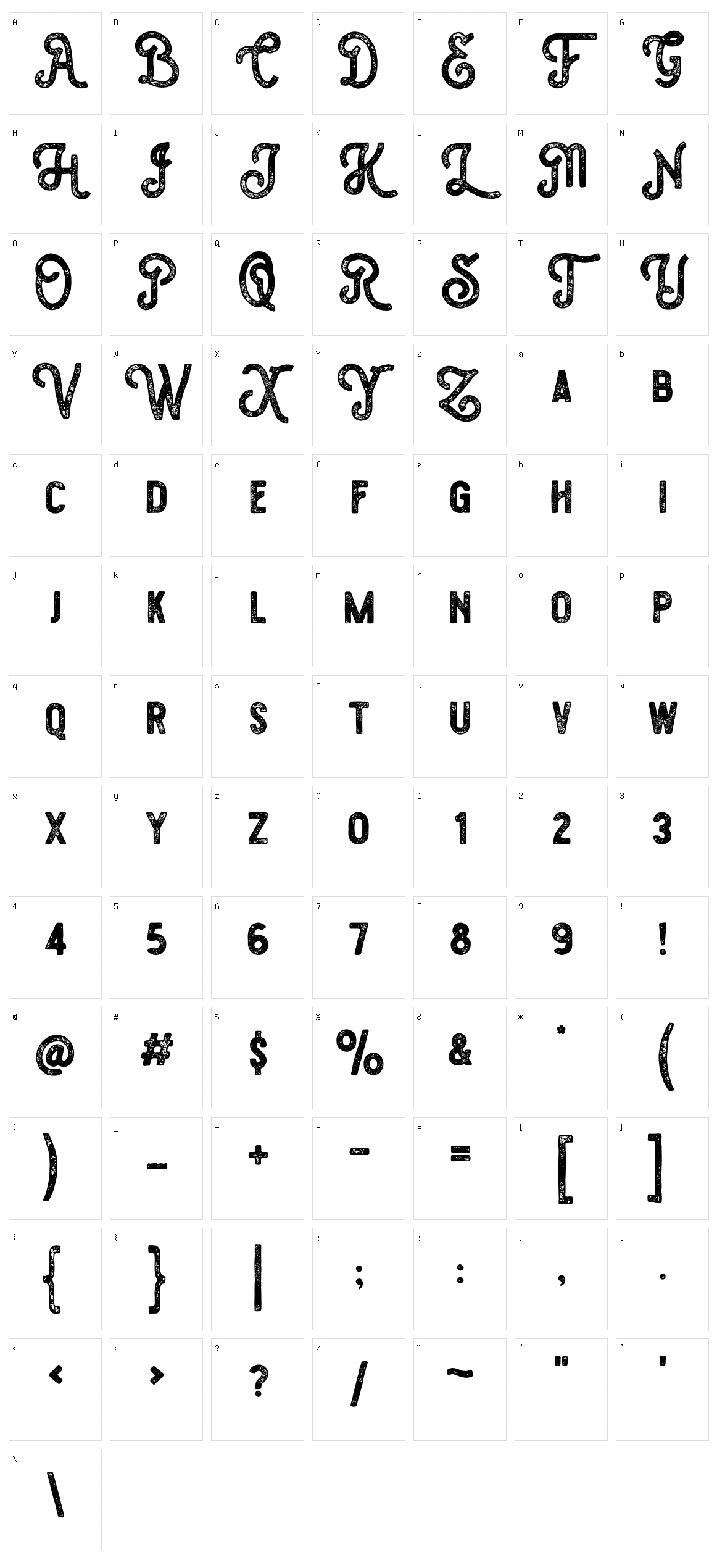 Metalsmith Character Set