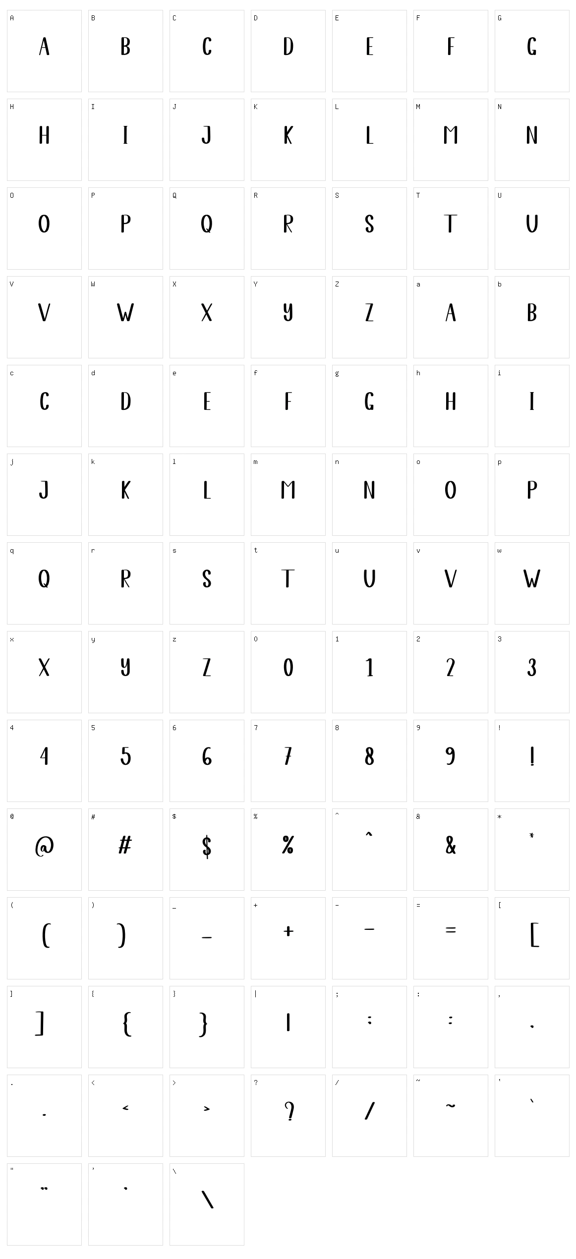 January Sunday Character Set
