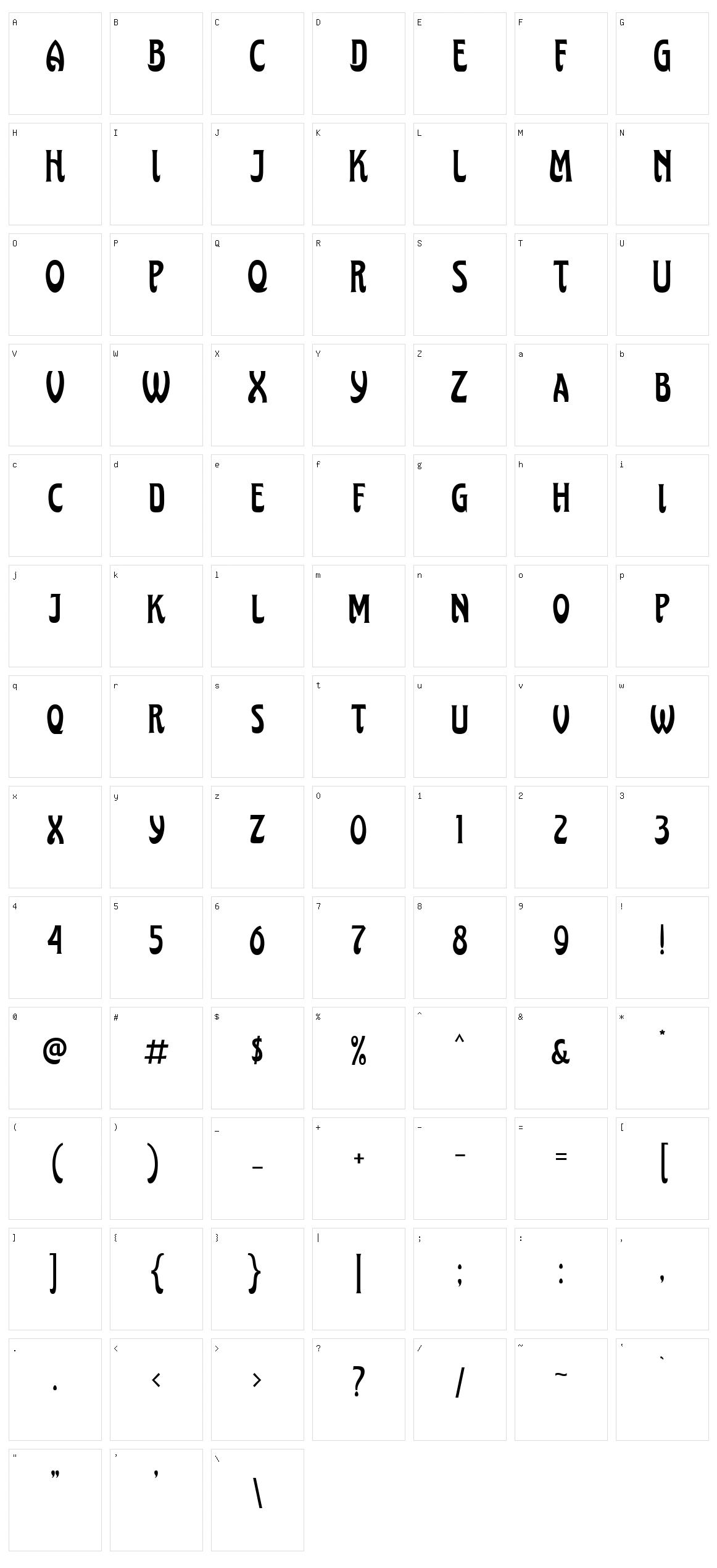 Midfonde Character Set