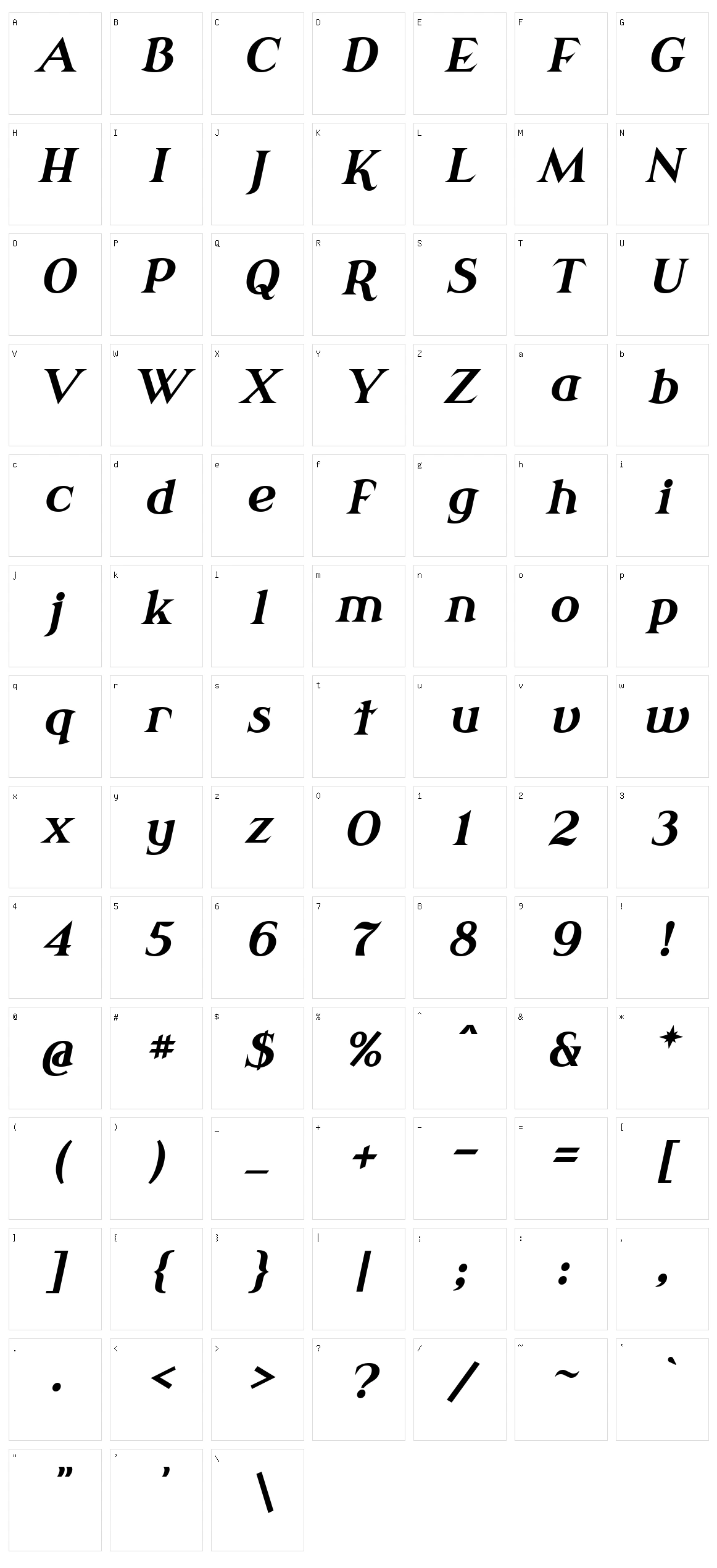 Modern Antiqua Character Set