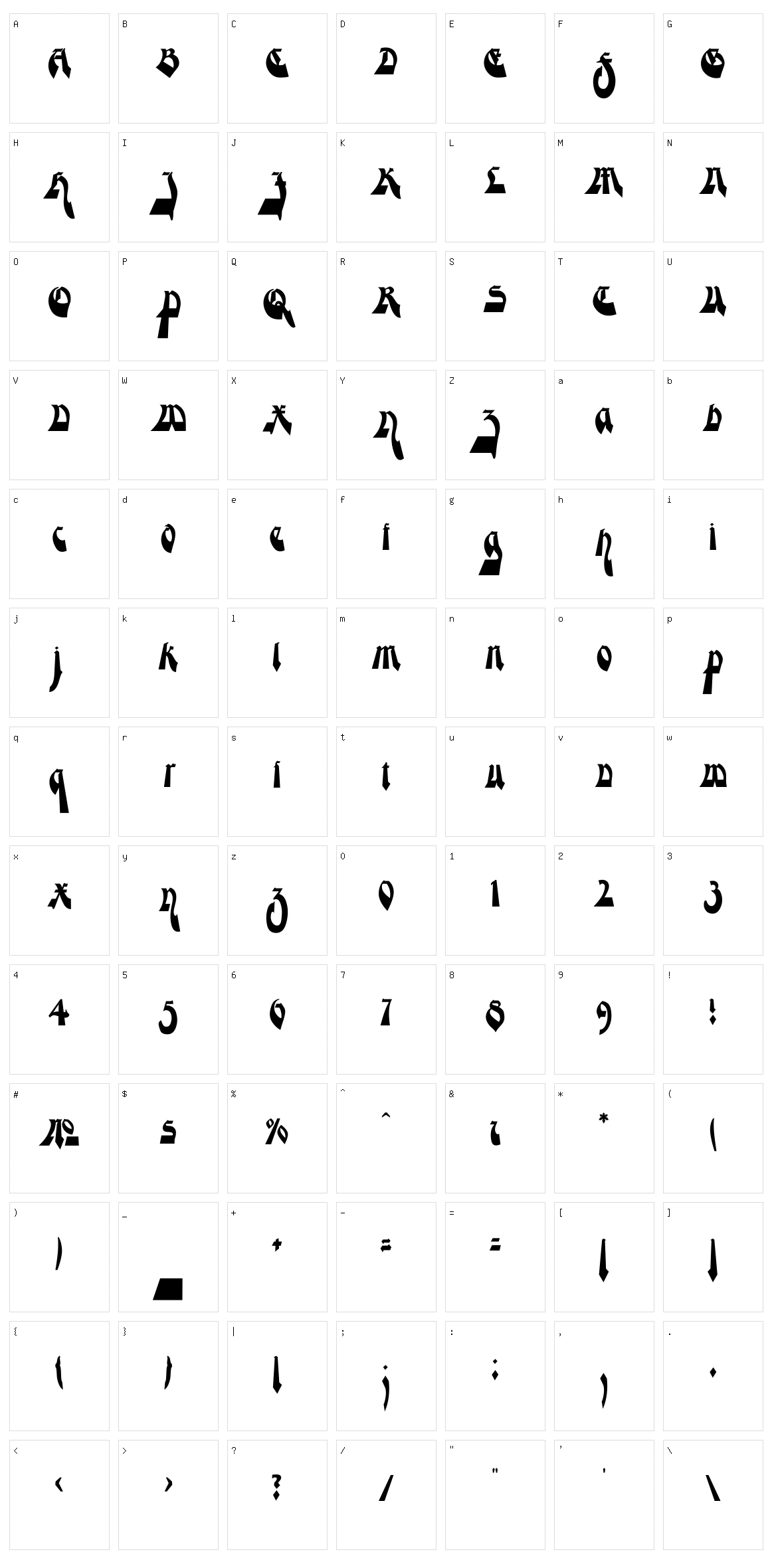 Moderne Gekippte Schwabacher Character Set