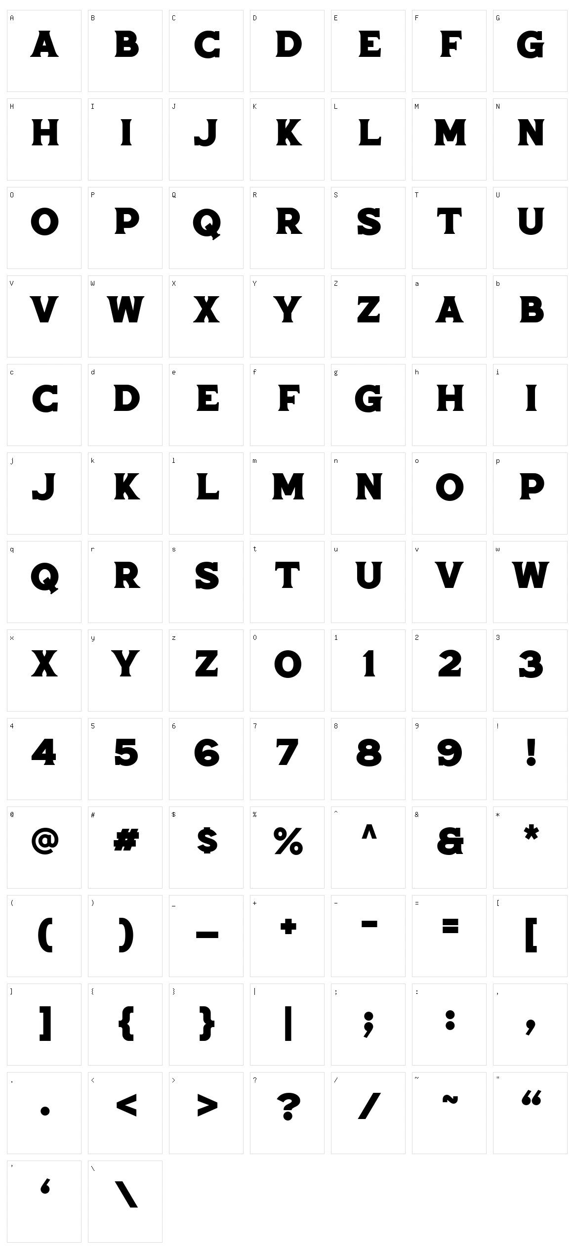 Neoland Serif Character Set