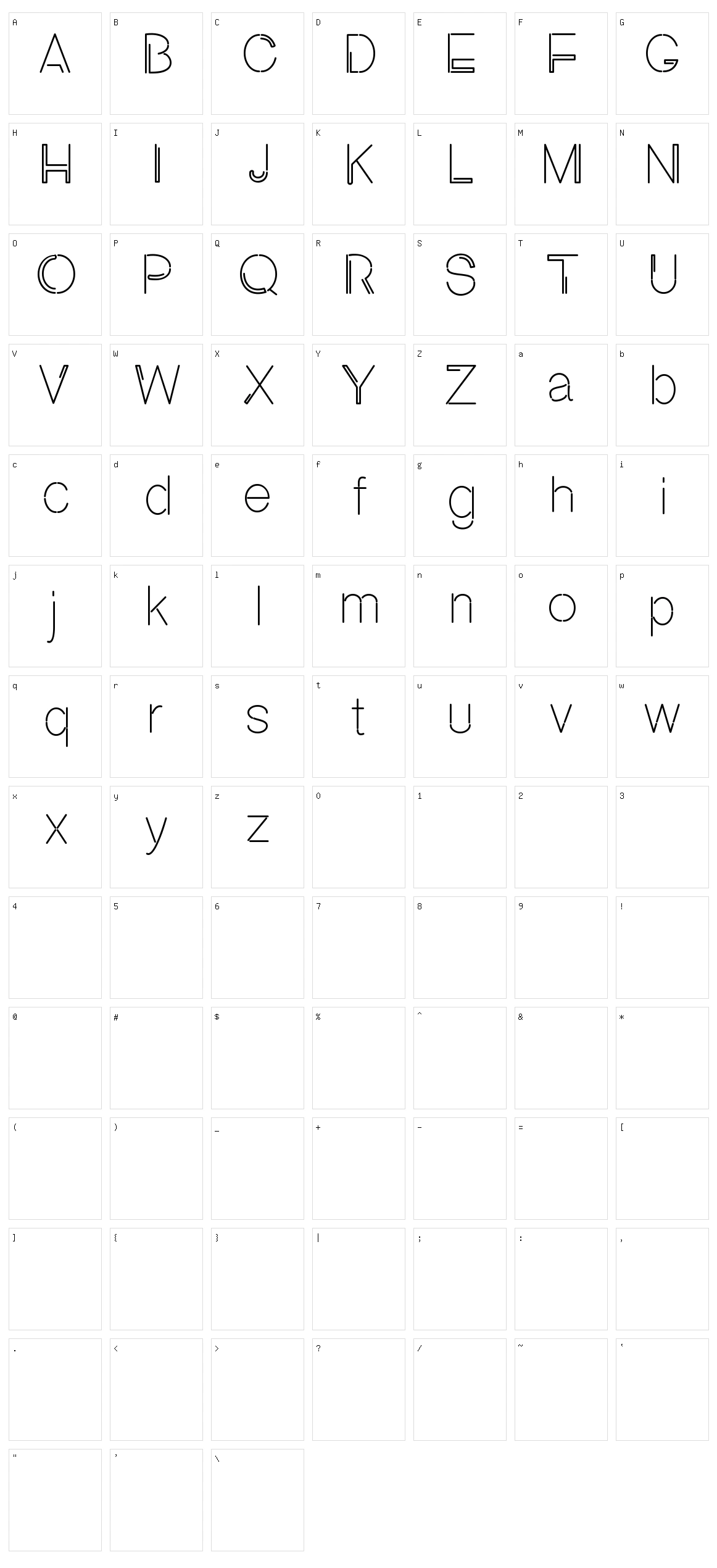 Neon Absolute Sans Character Set
