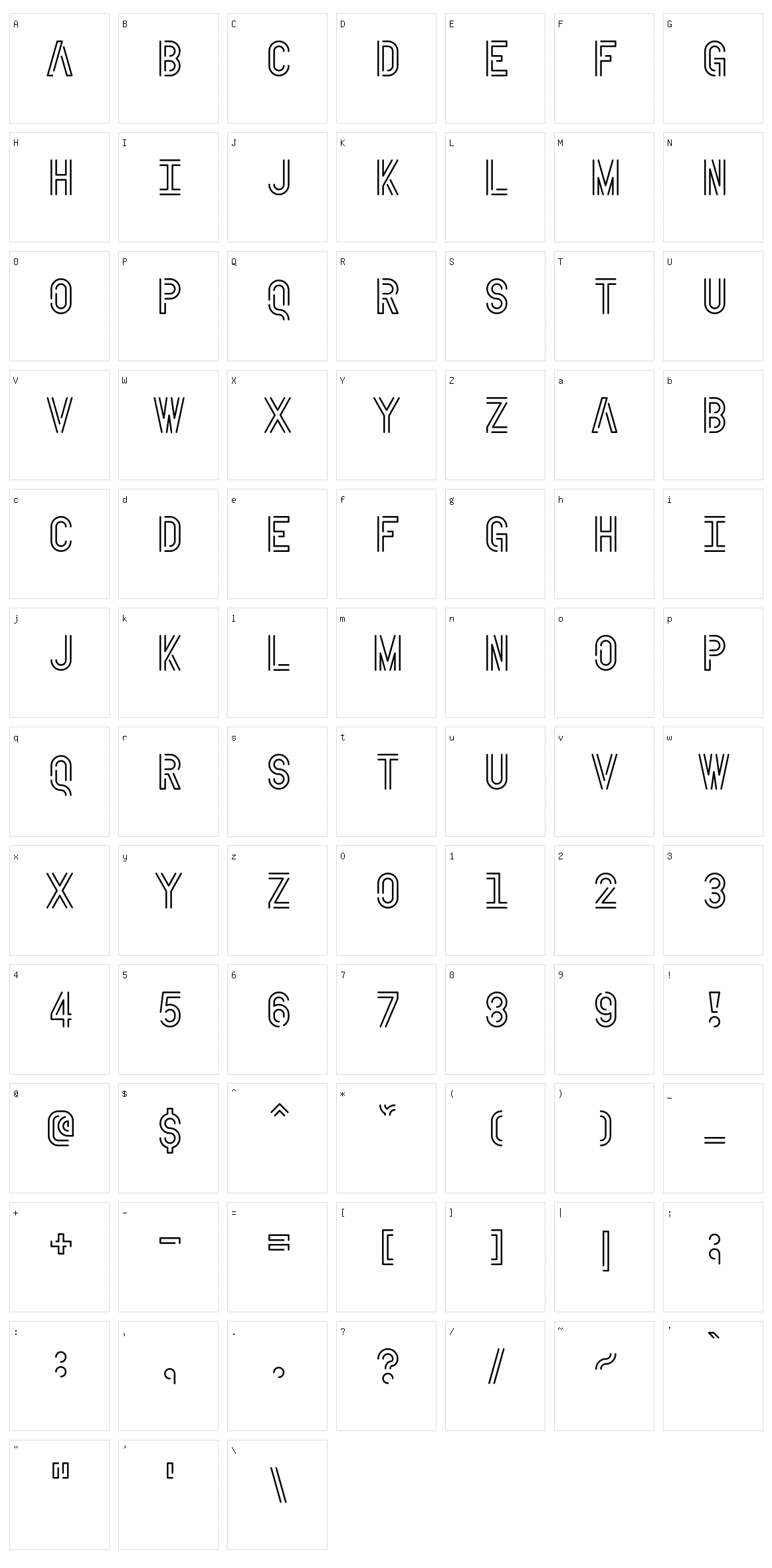 Neon Sans Character Set