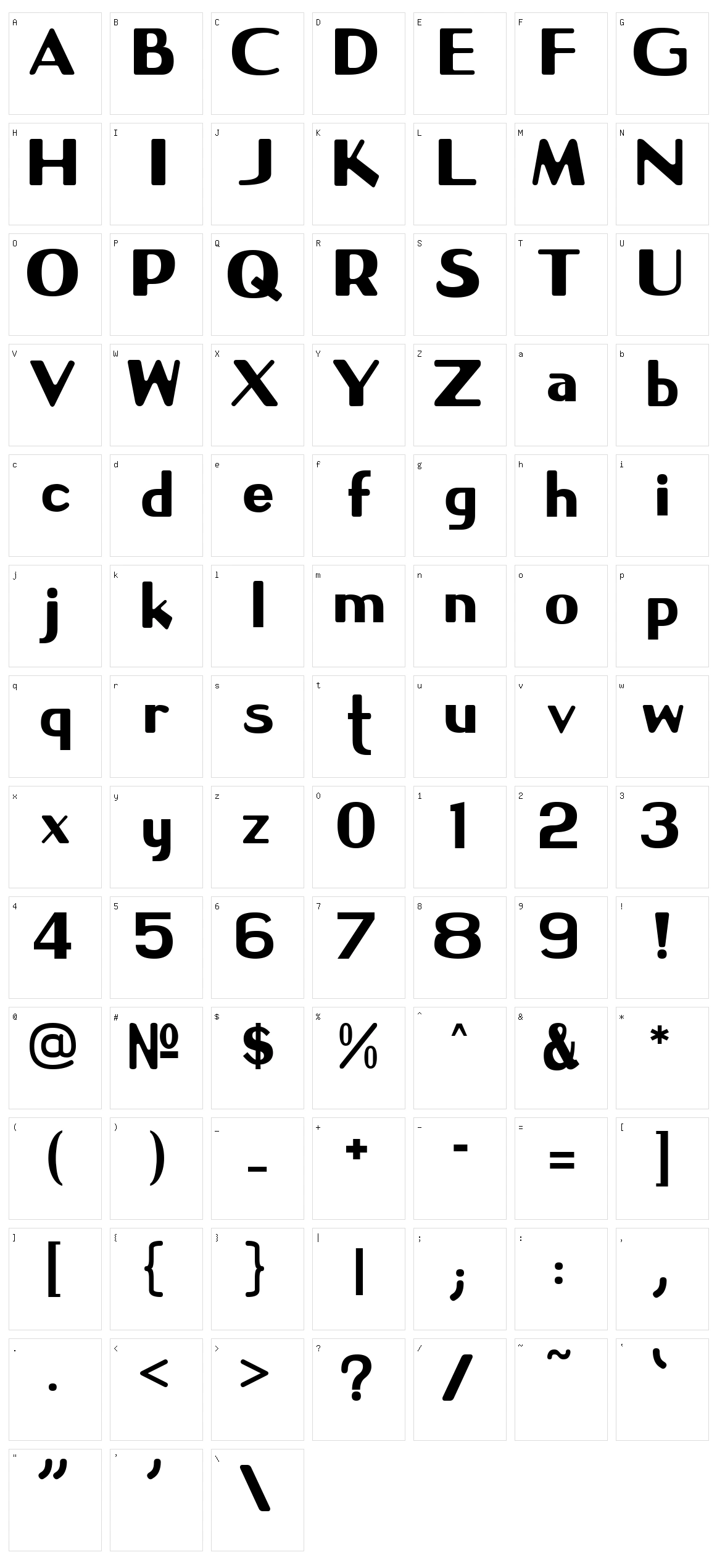 NPS Signage 1945 Character Set