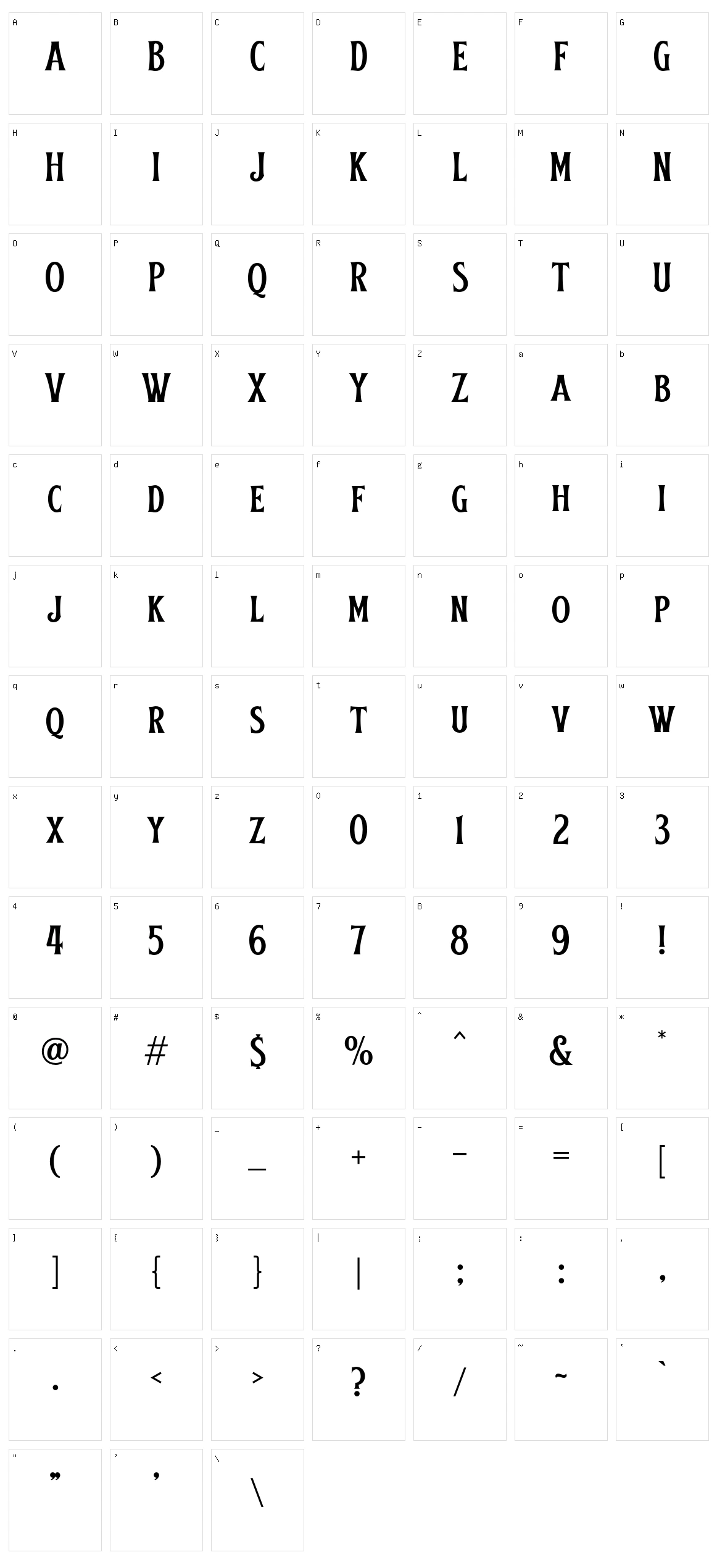 Obsypac Character Set