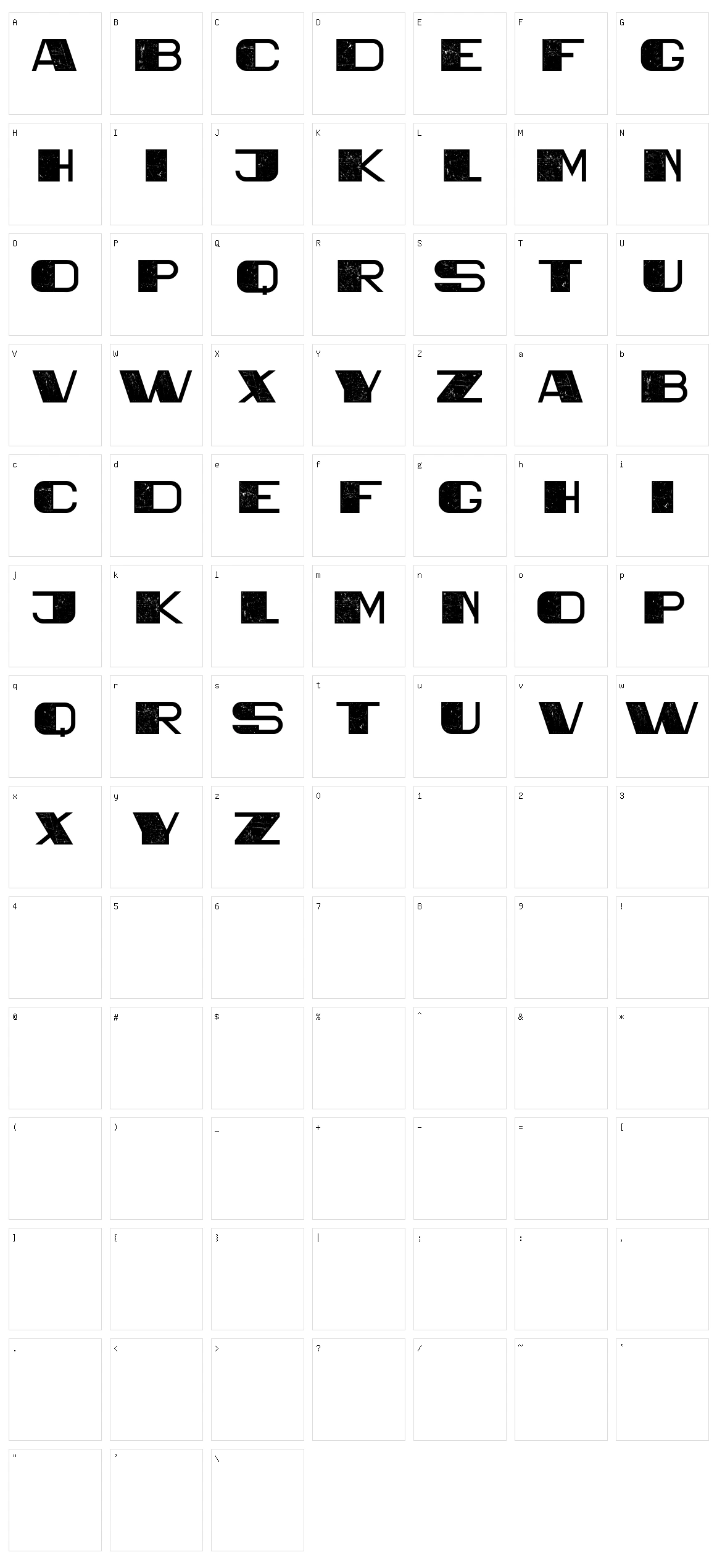 Oldprint Character Set