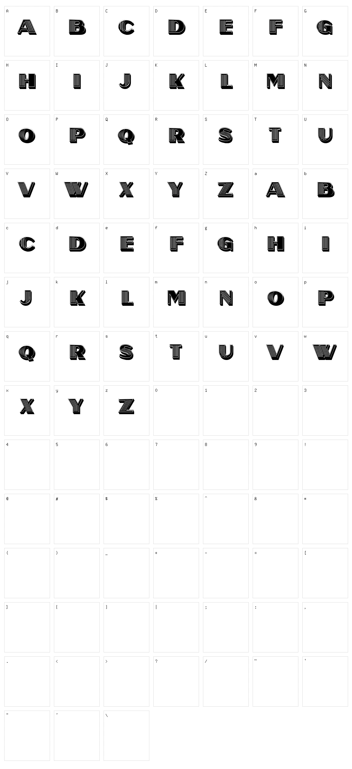 Overhead Character Set