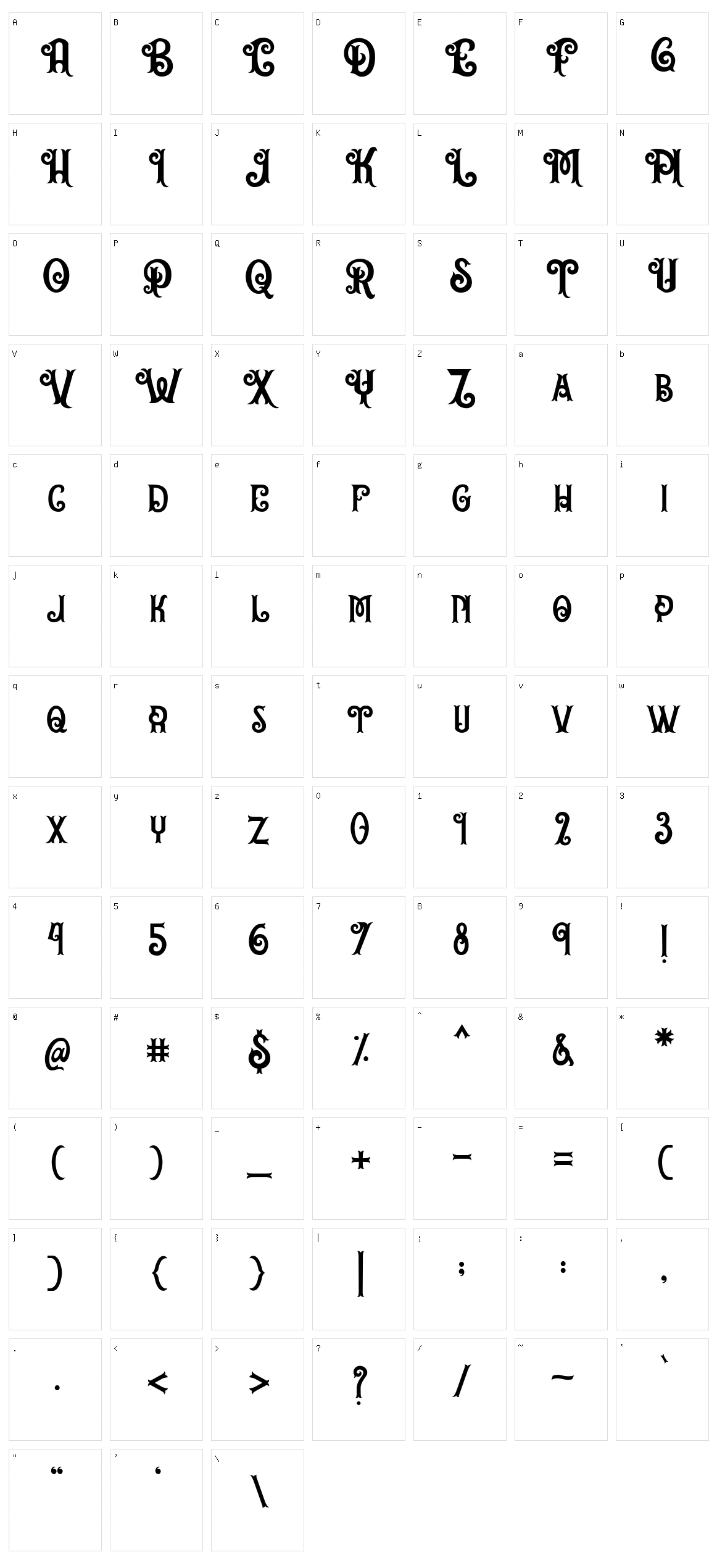 Oxyburn Character Set