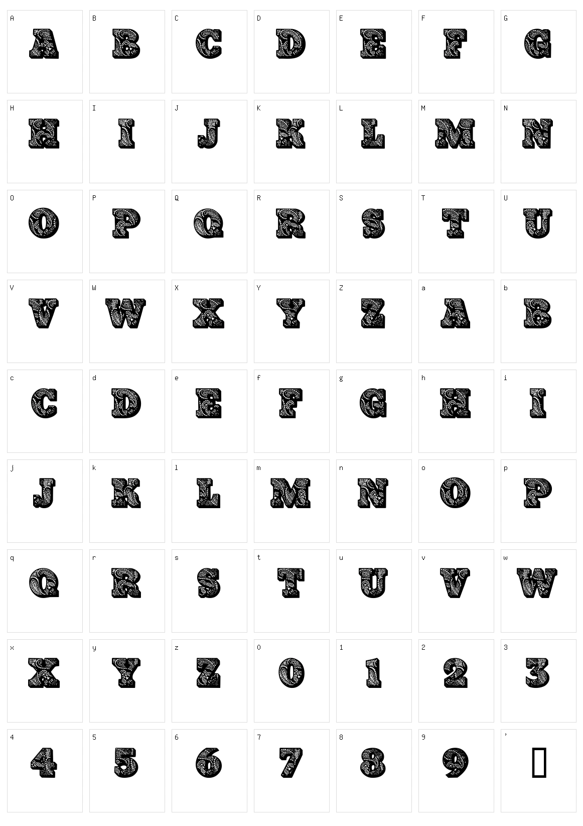 Paisley Caps Character Set