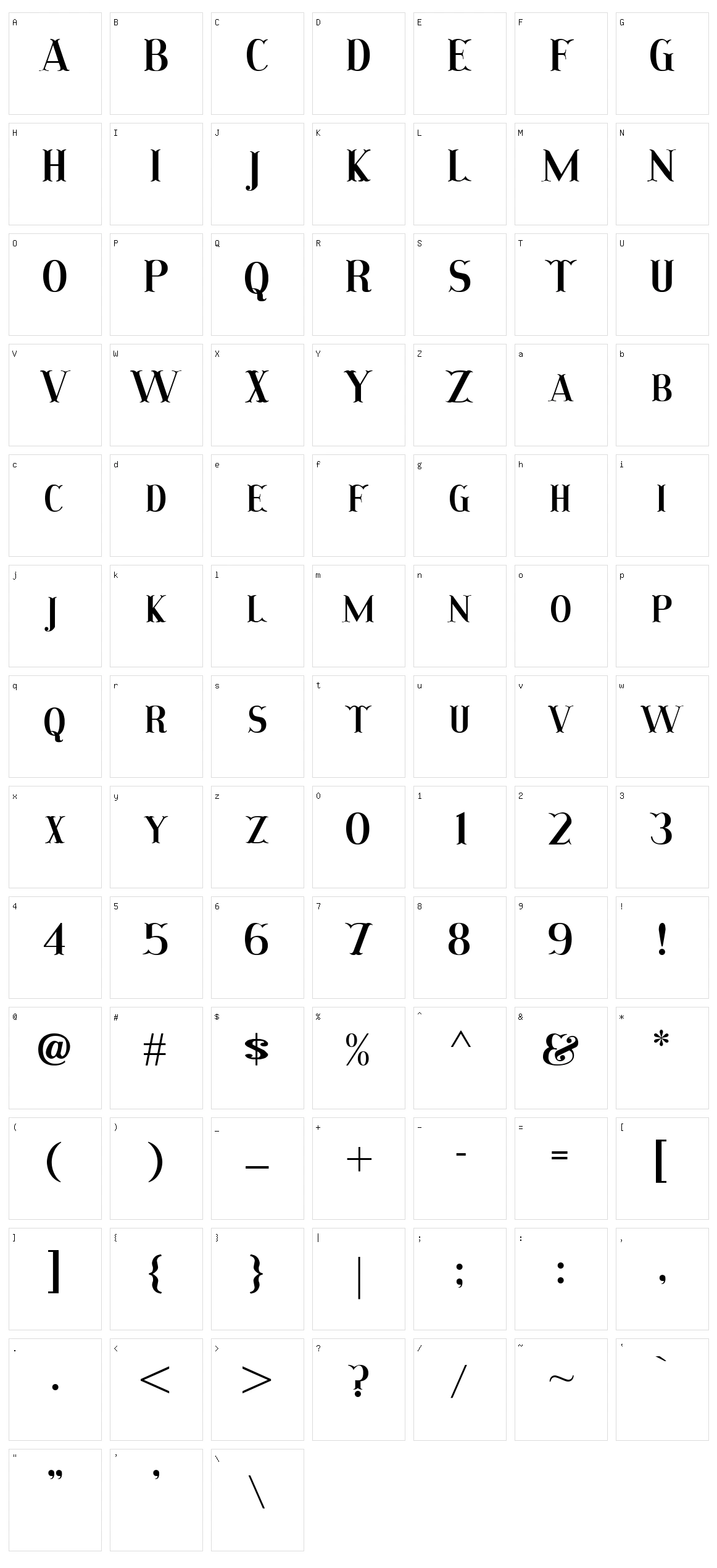 Pallmann Character Set