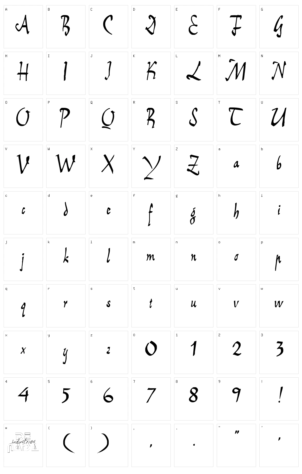 E-Brant Script Character Set