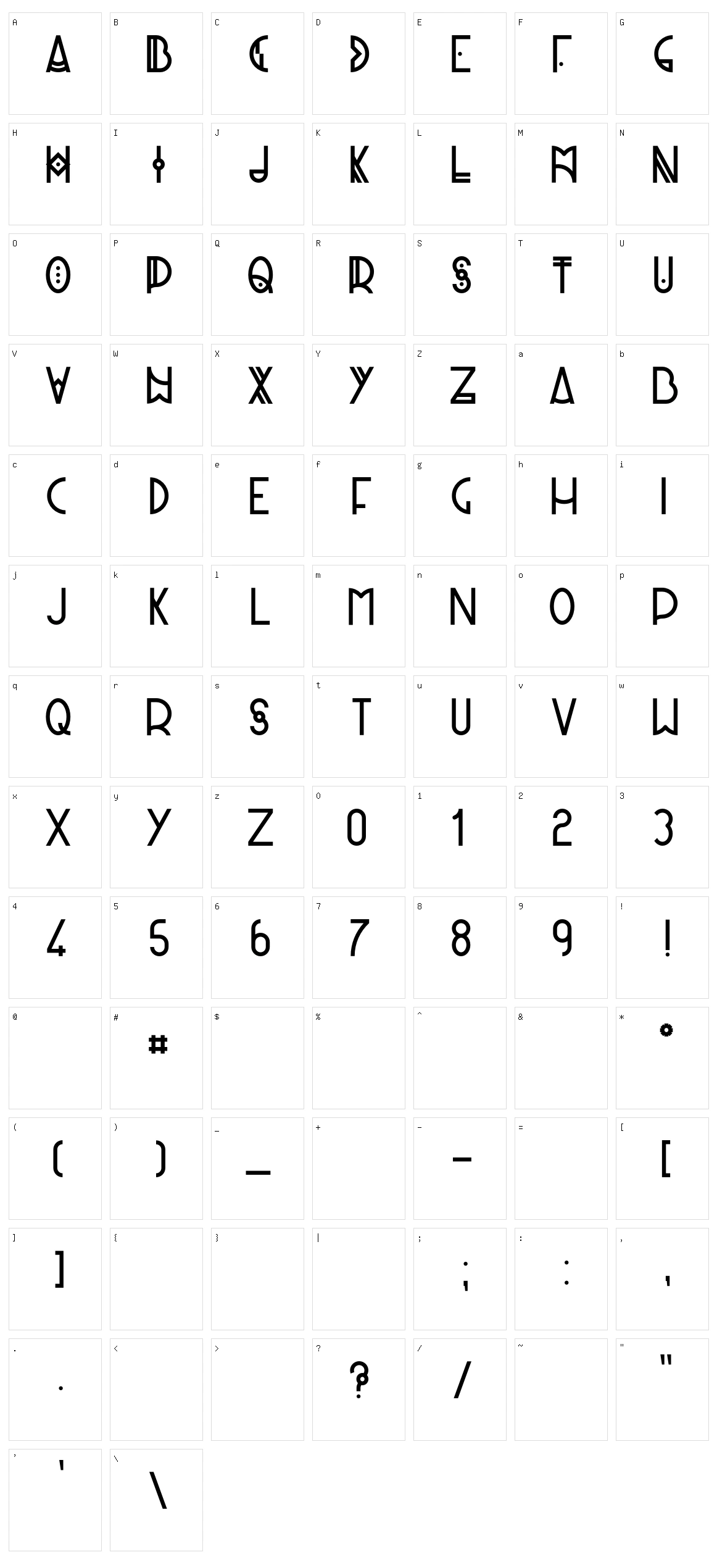 Panique Character Set