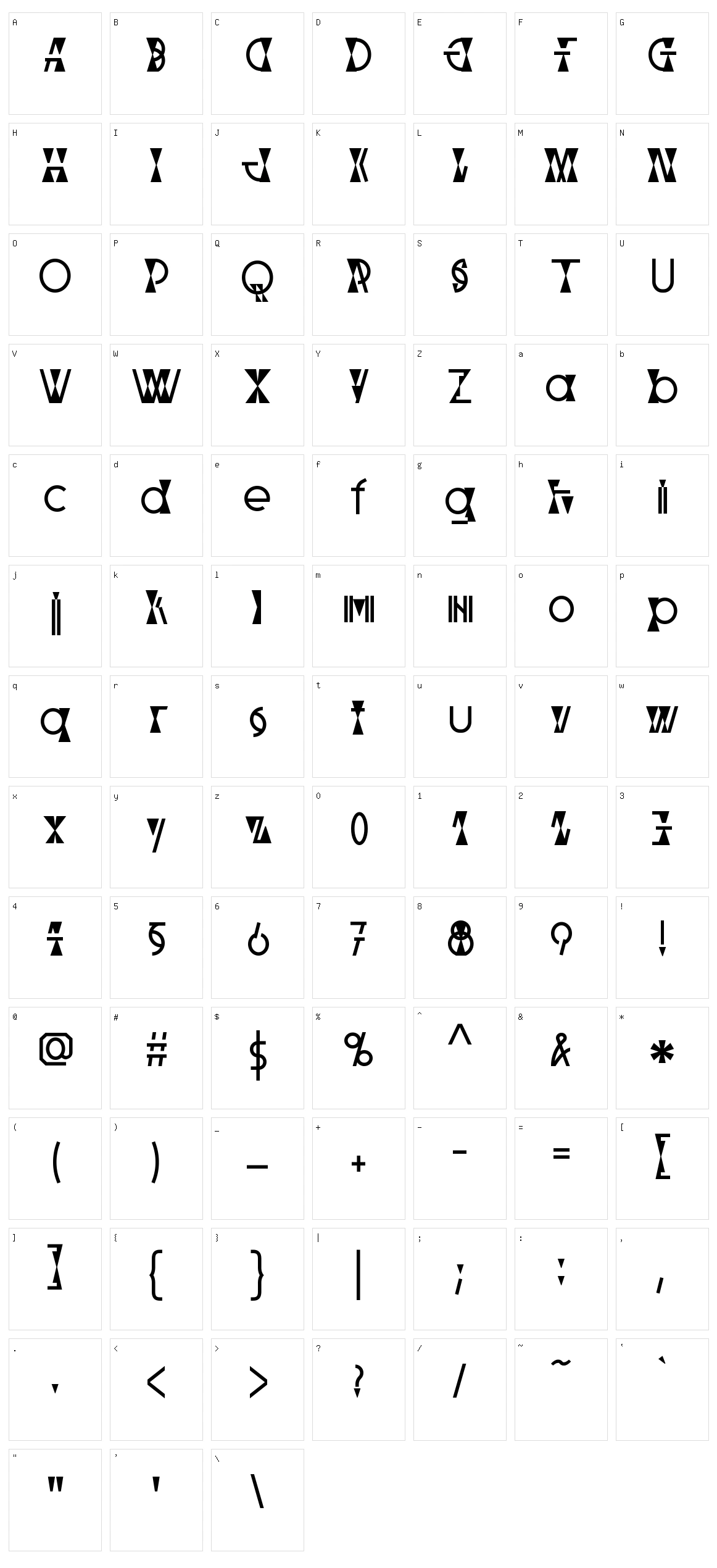 Parabolic Character Set