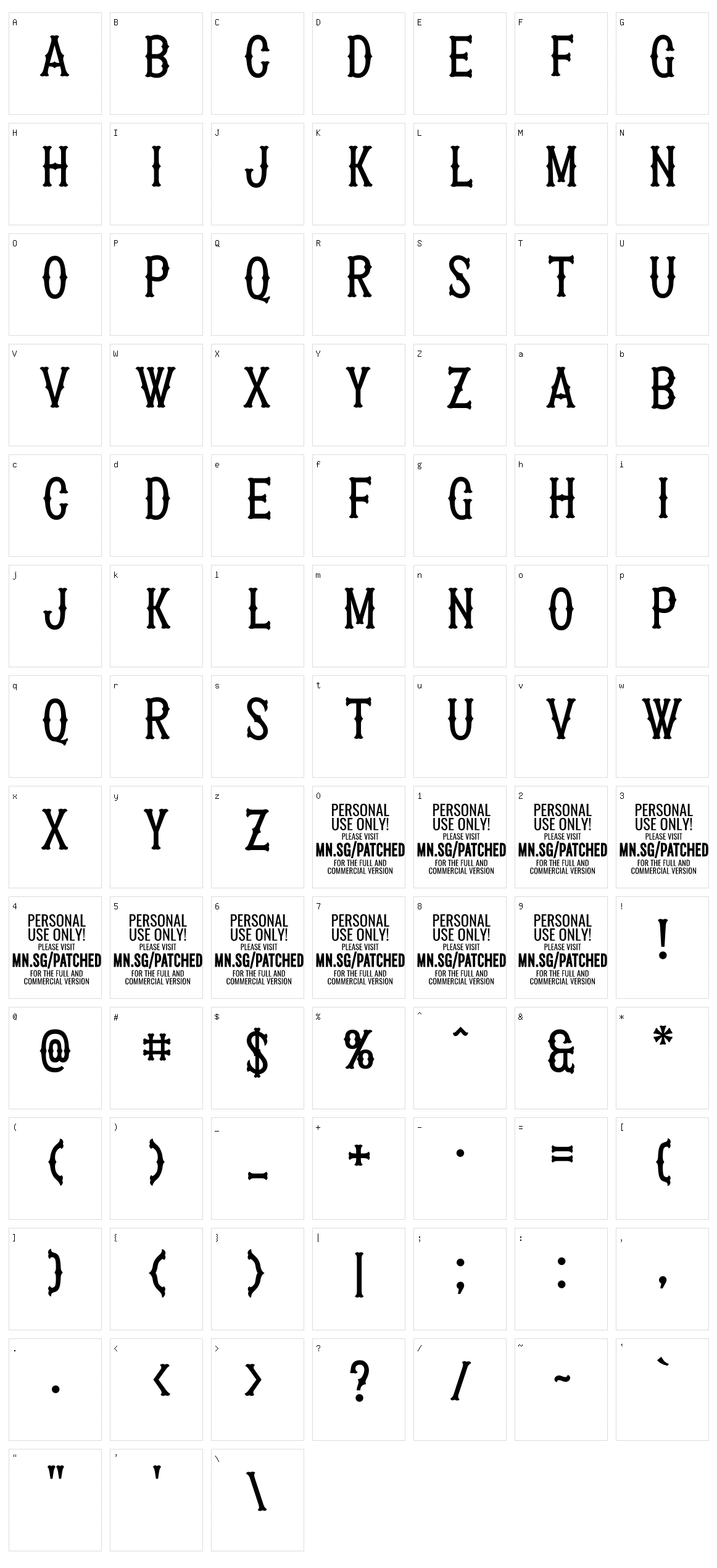 Patched Character Set