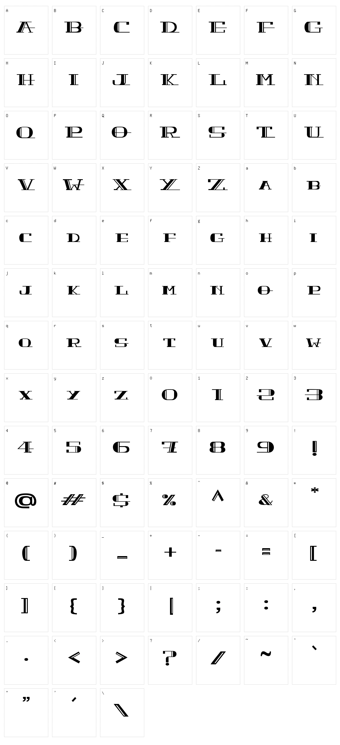 Peacock Character Set