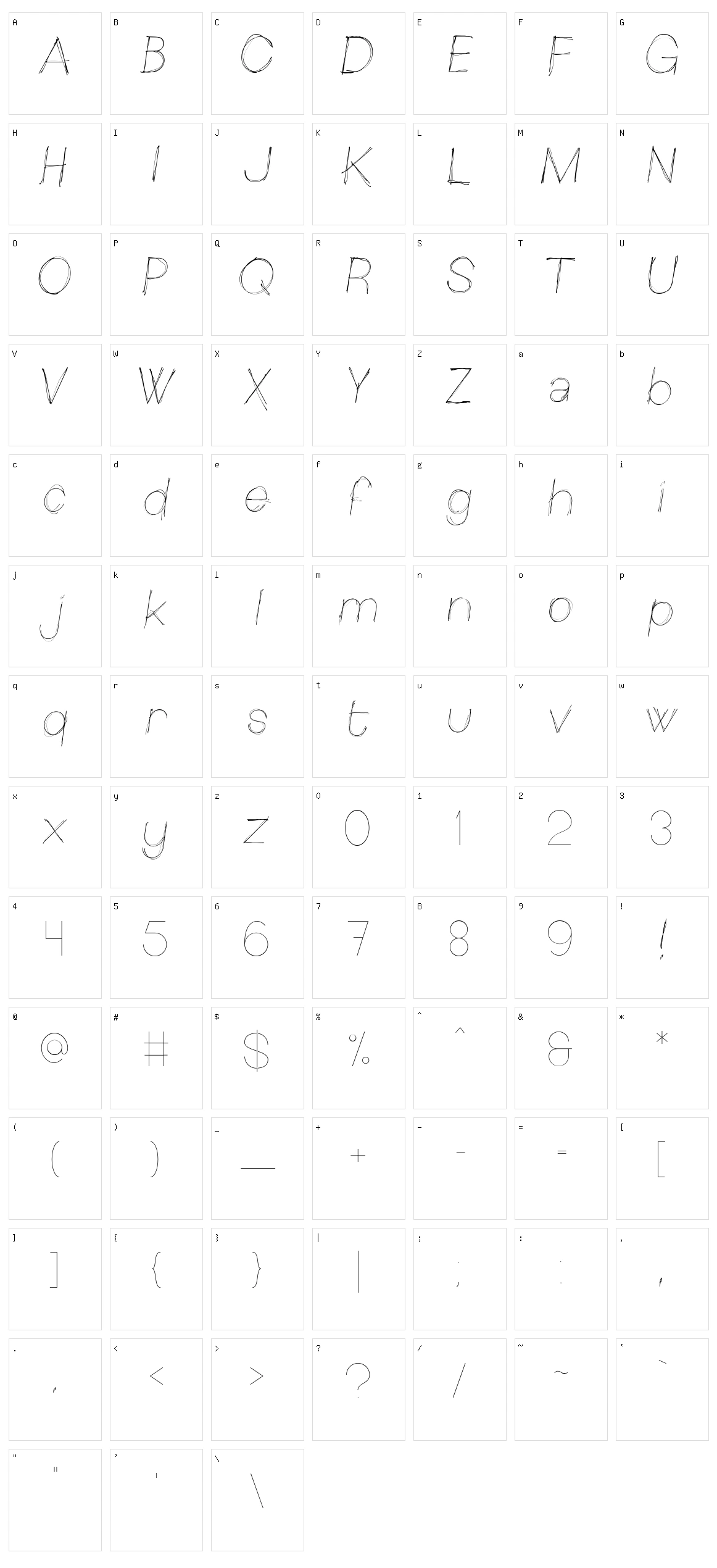 Sketchica Character Set