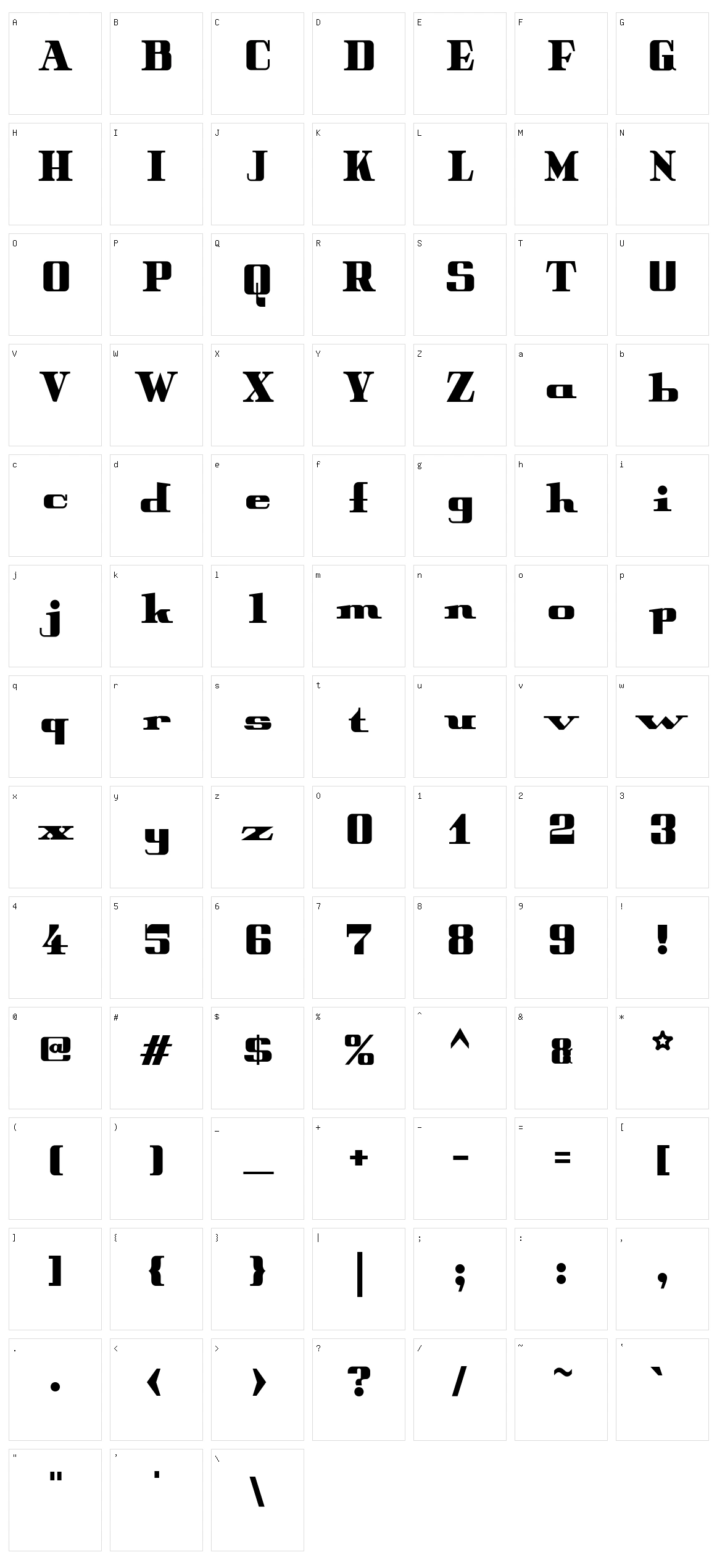 Peter Obscure Character Set