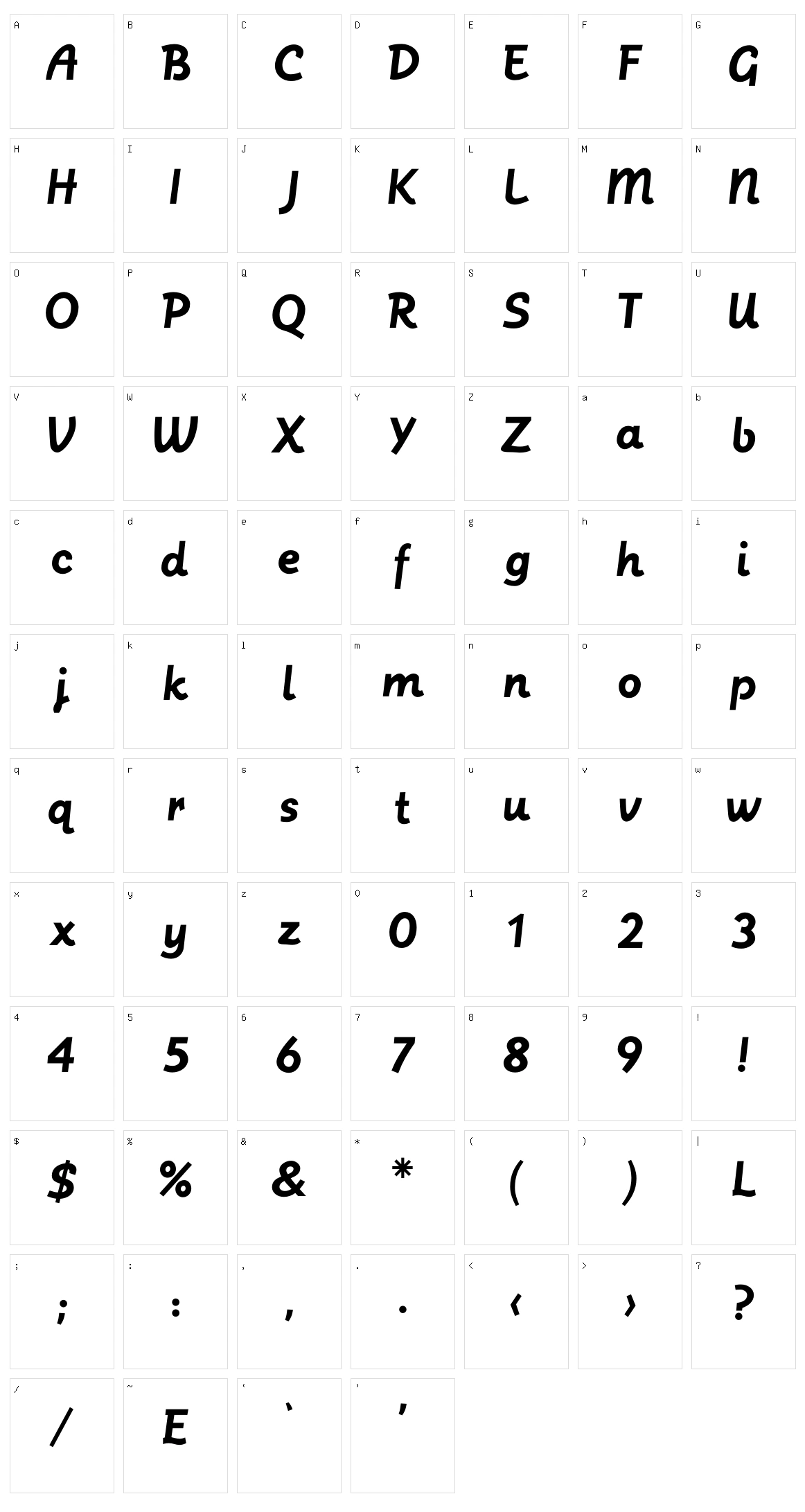 Postface Character Set