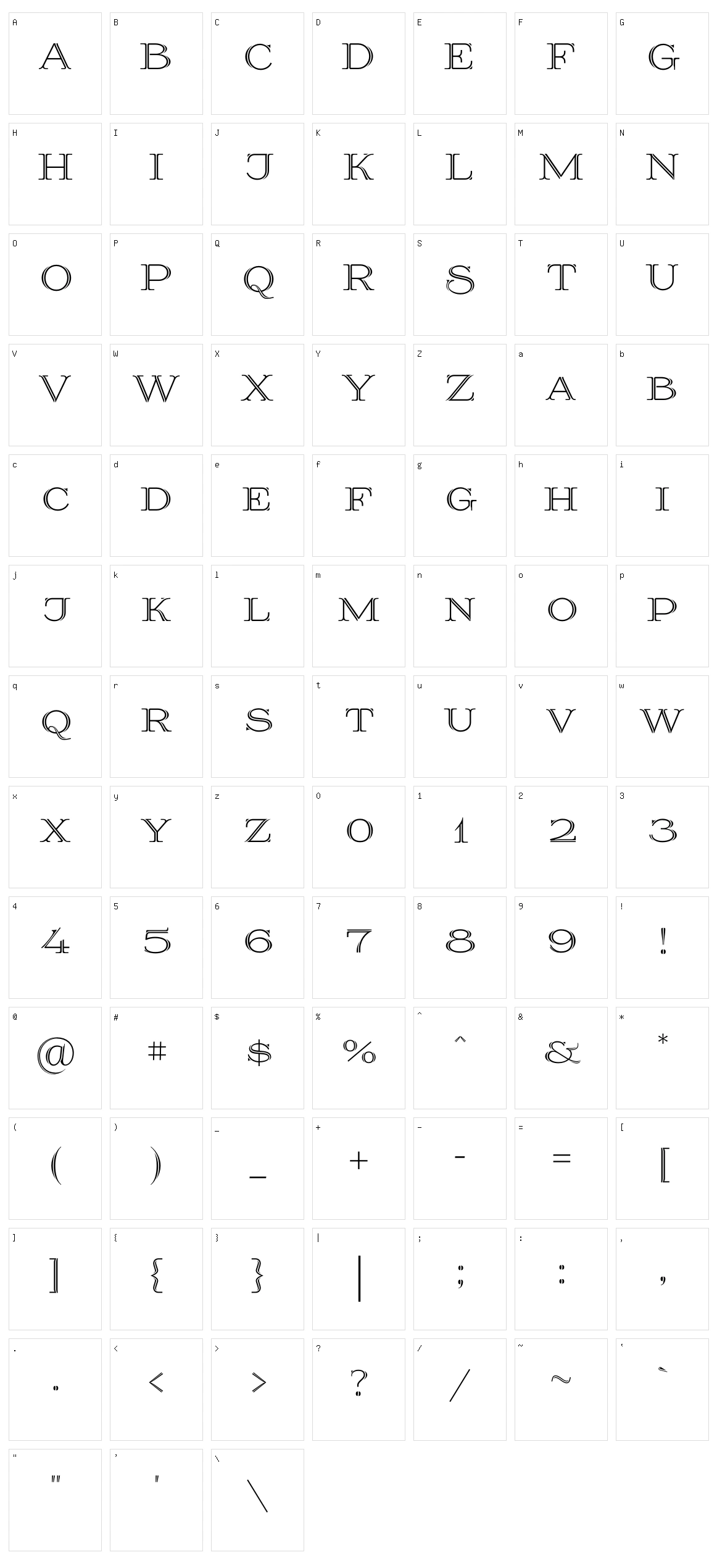 Prida 36 Character Set