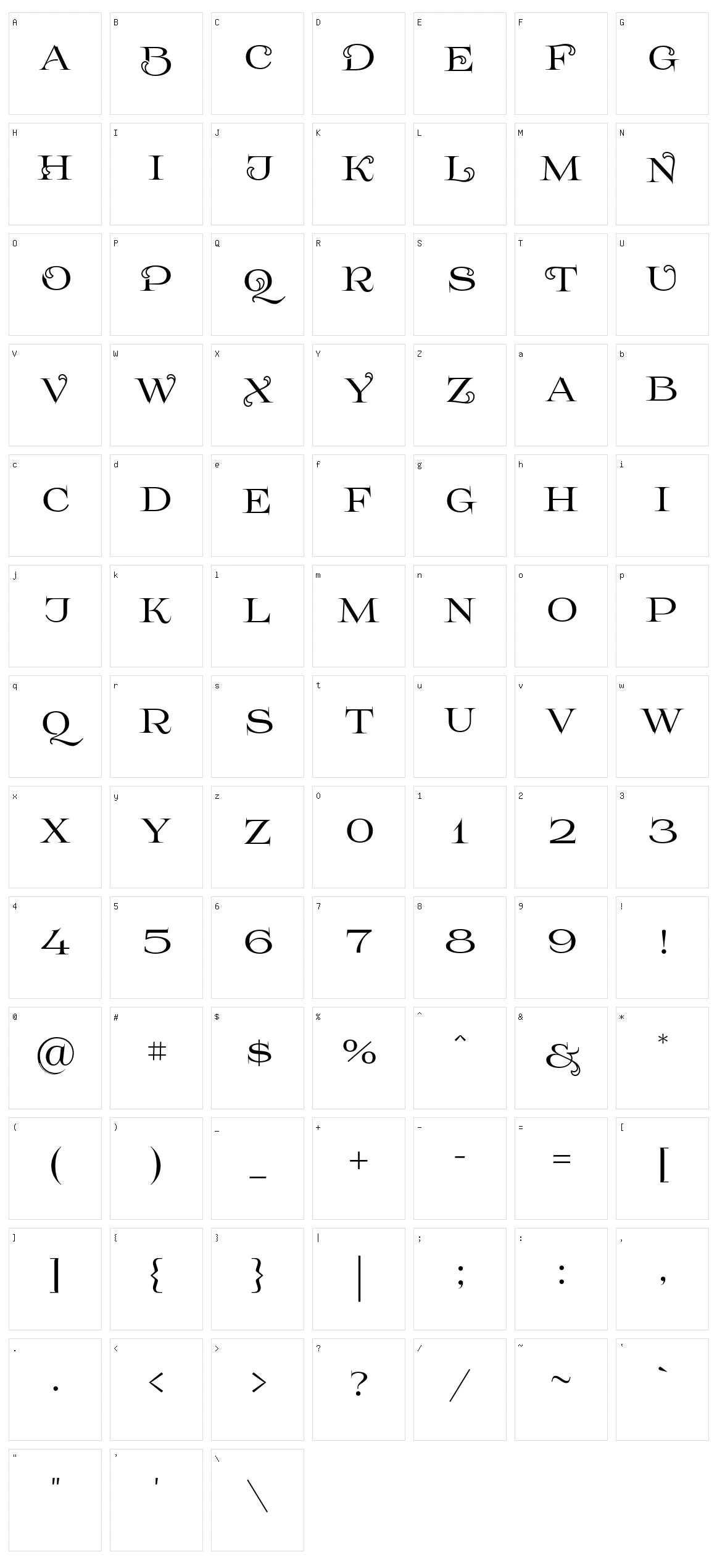 Prida 61 Character Set