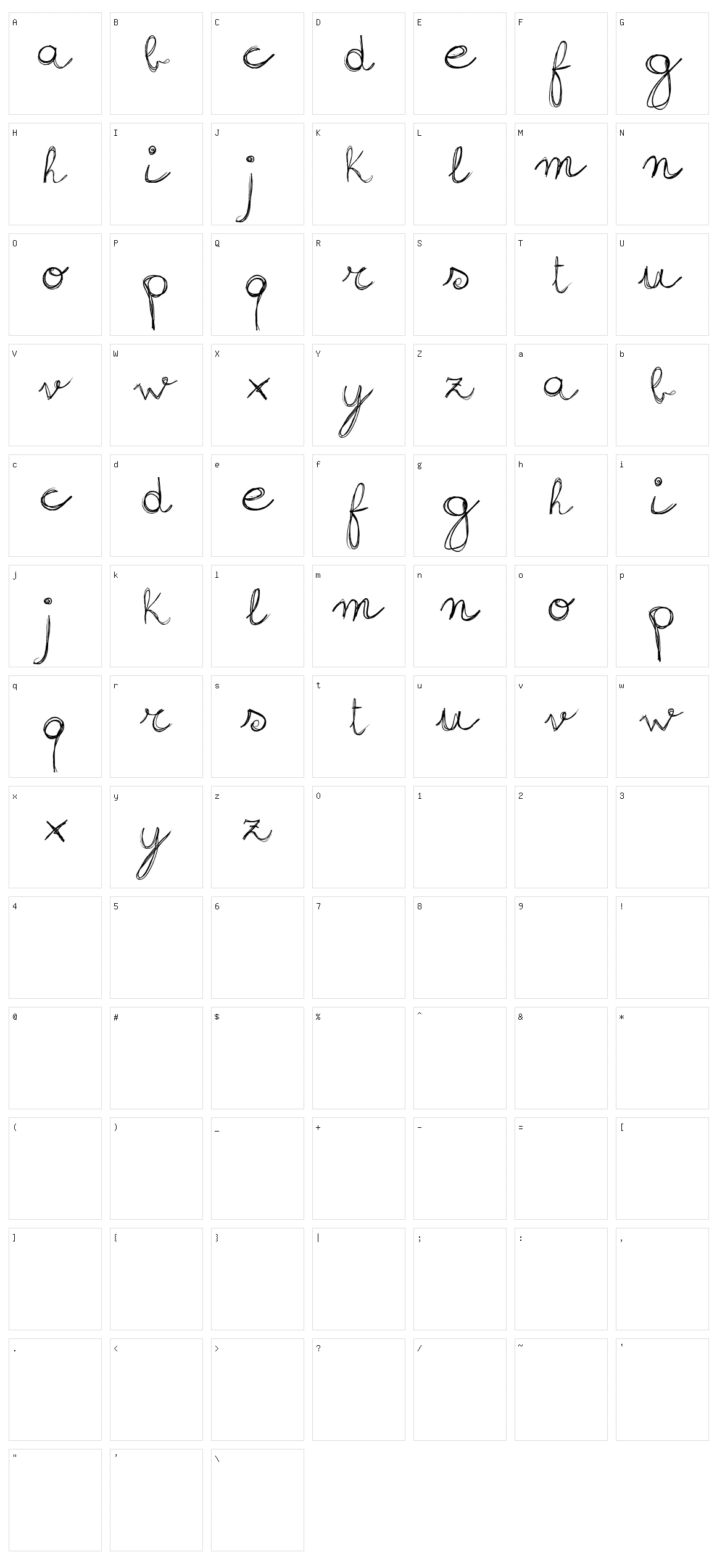 Sign Handwriting Character Set