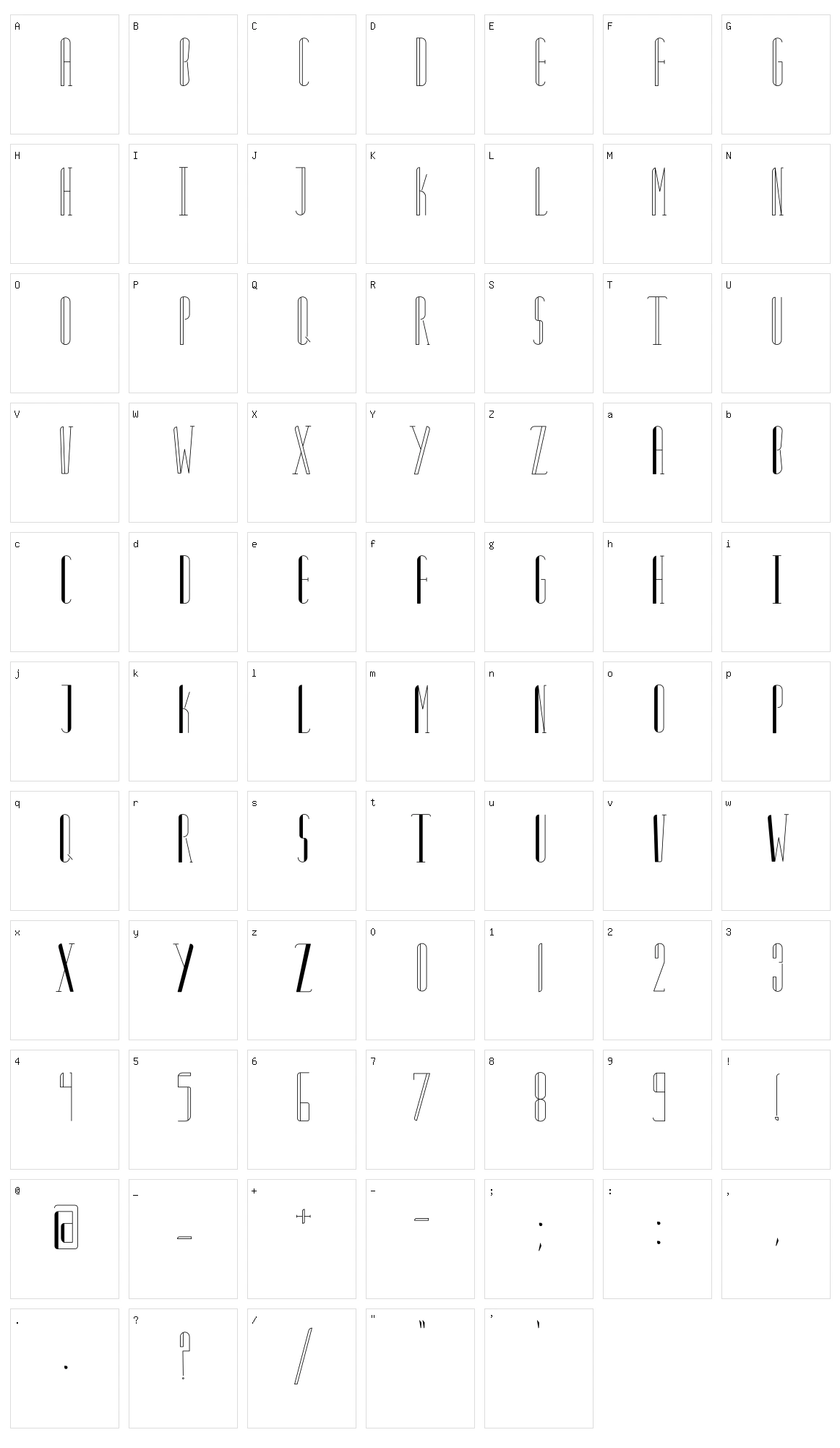 Primova Display Character Set