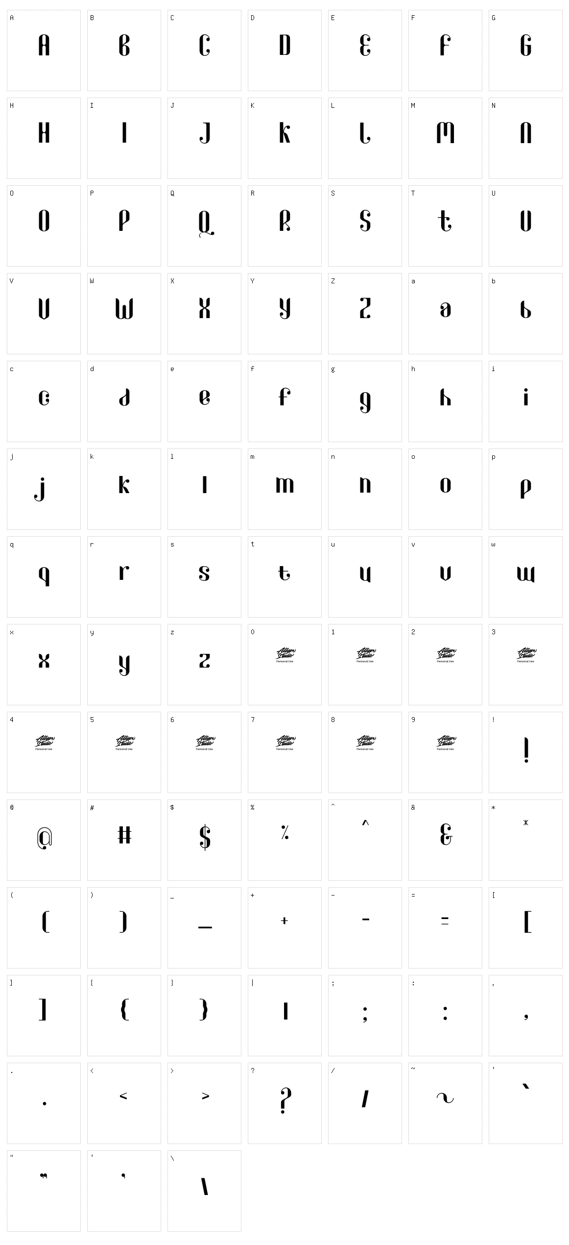Qartiant Character Set