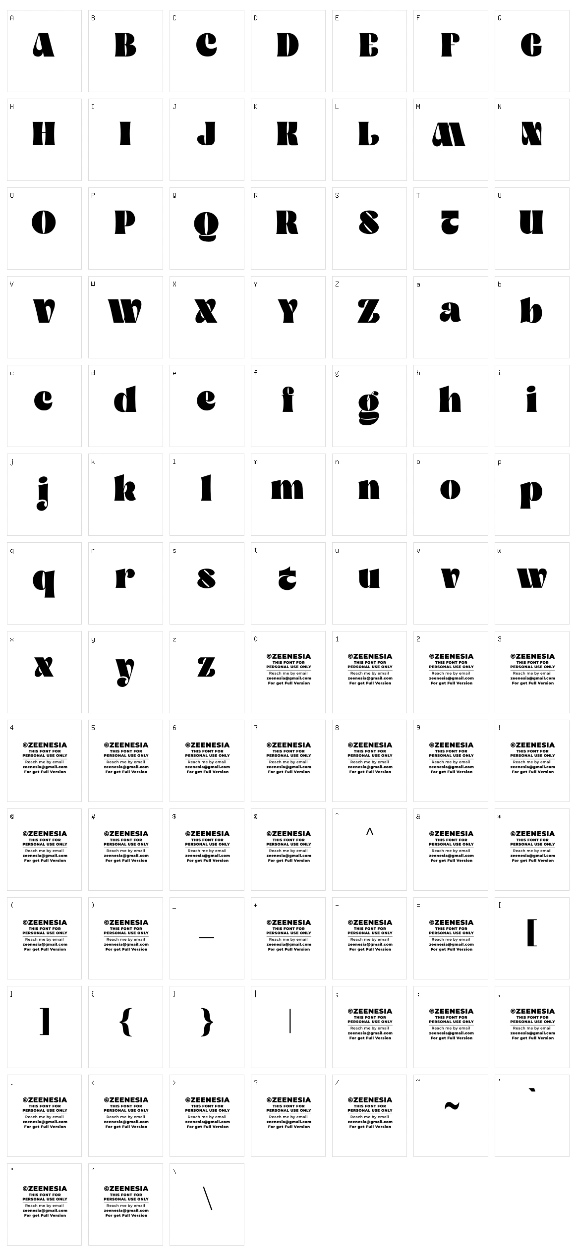 Qitella Character Set