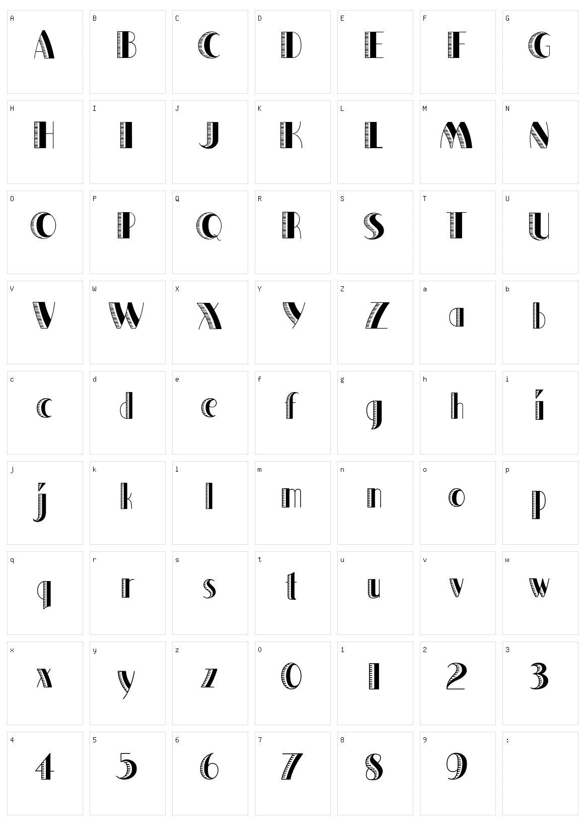 Quaker Shade Character Set