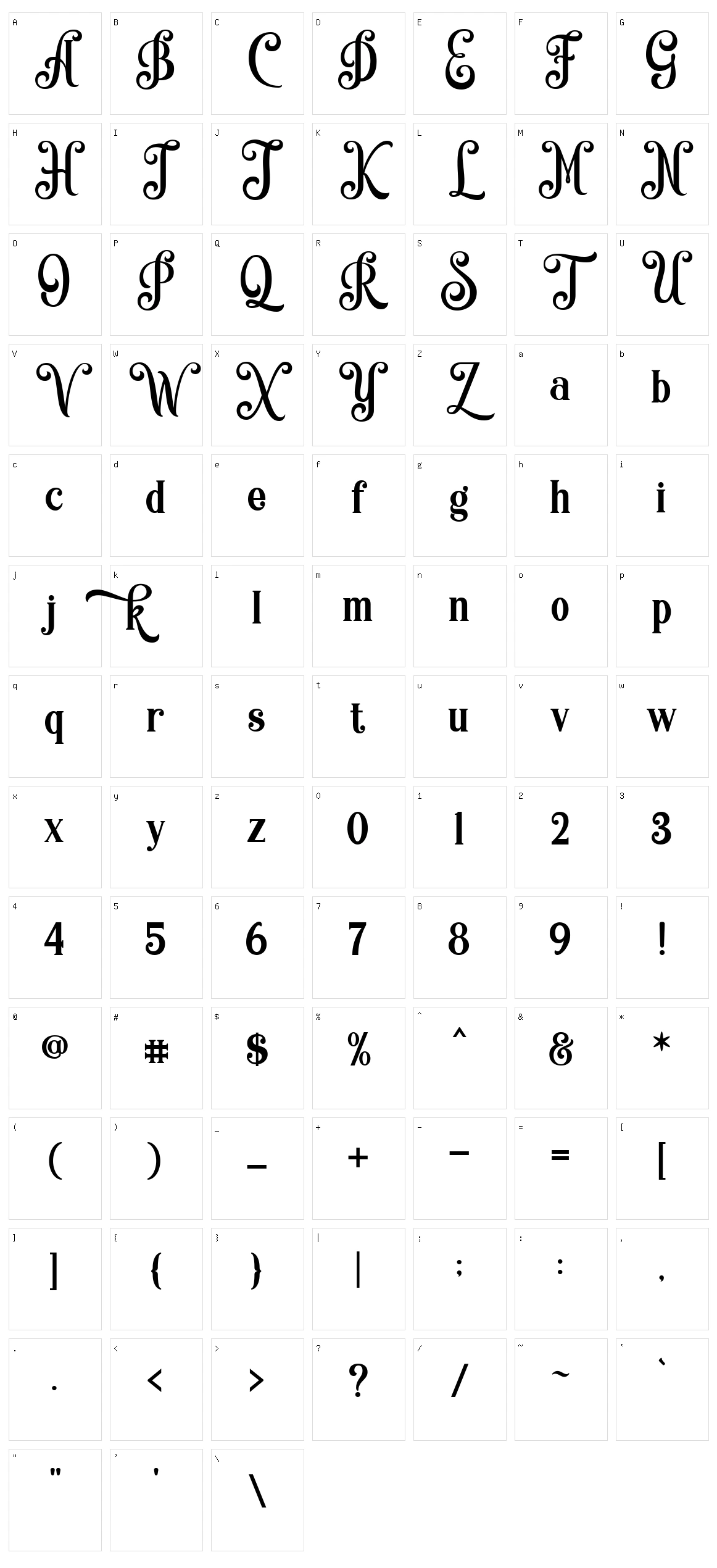 Quiska Character Set