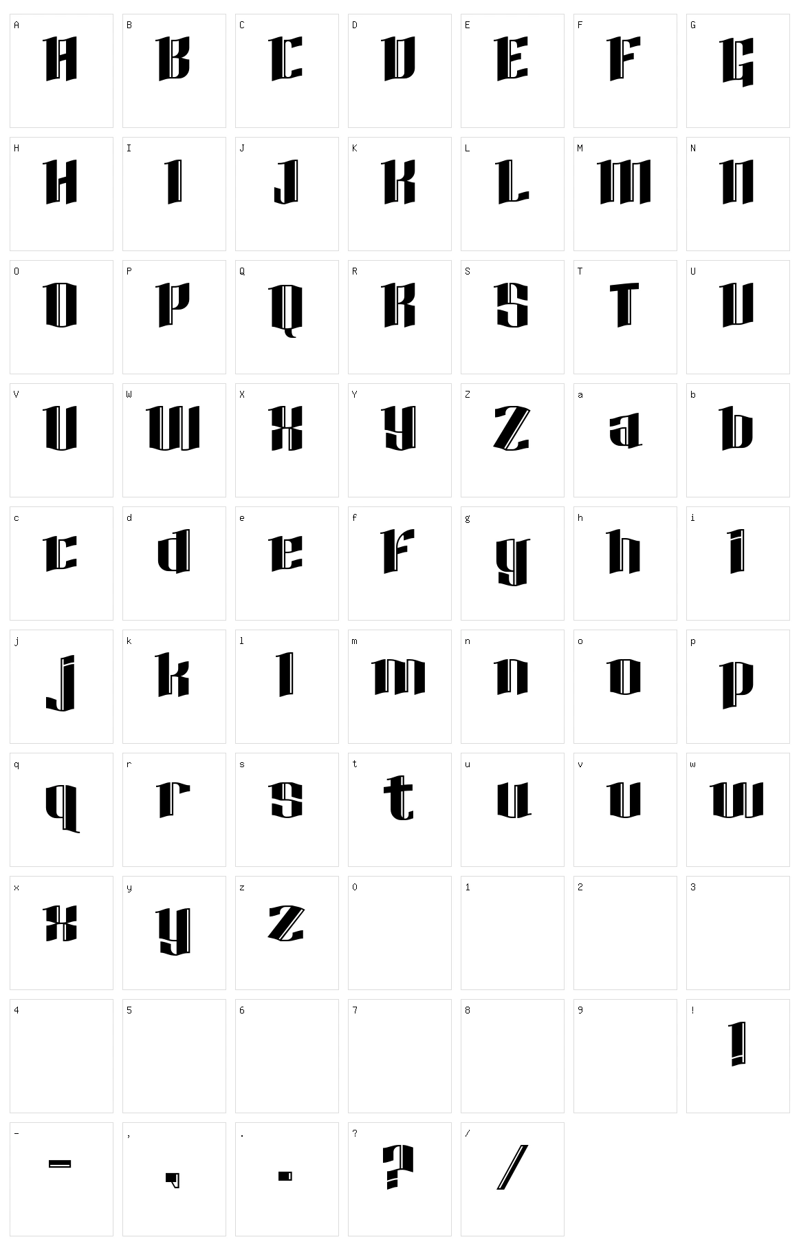 Radborn Character Set