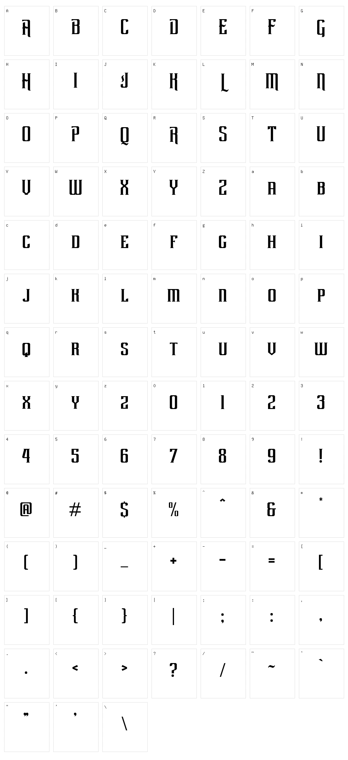 Rebute Character Set