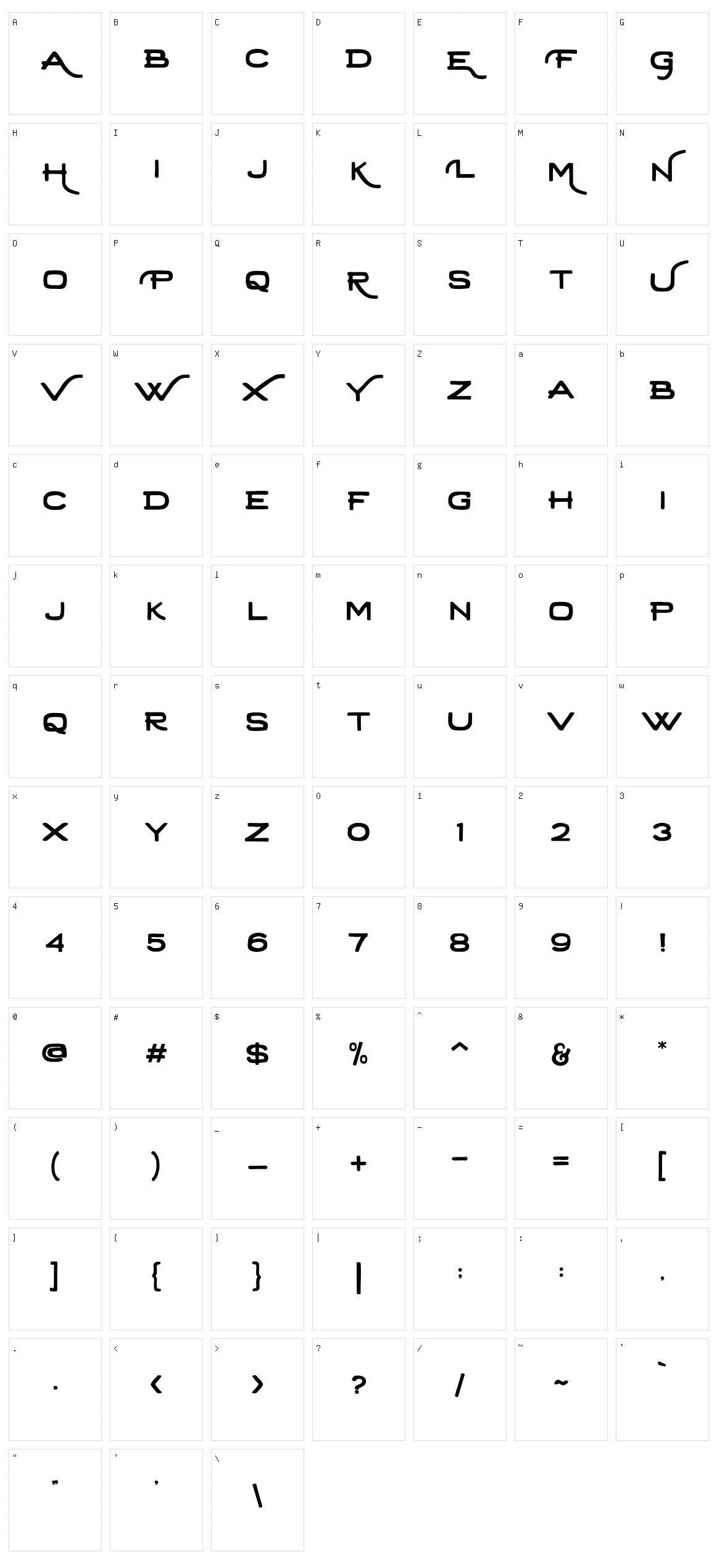Retrica Character Set