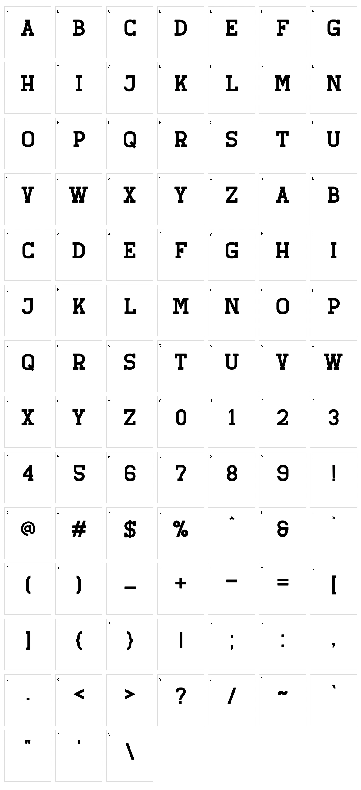 Retro Grade Character Set