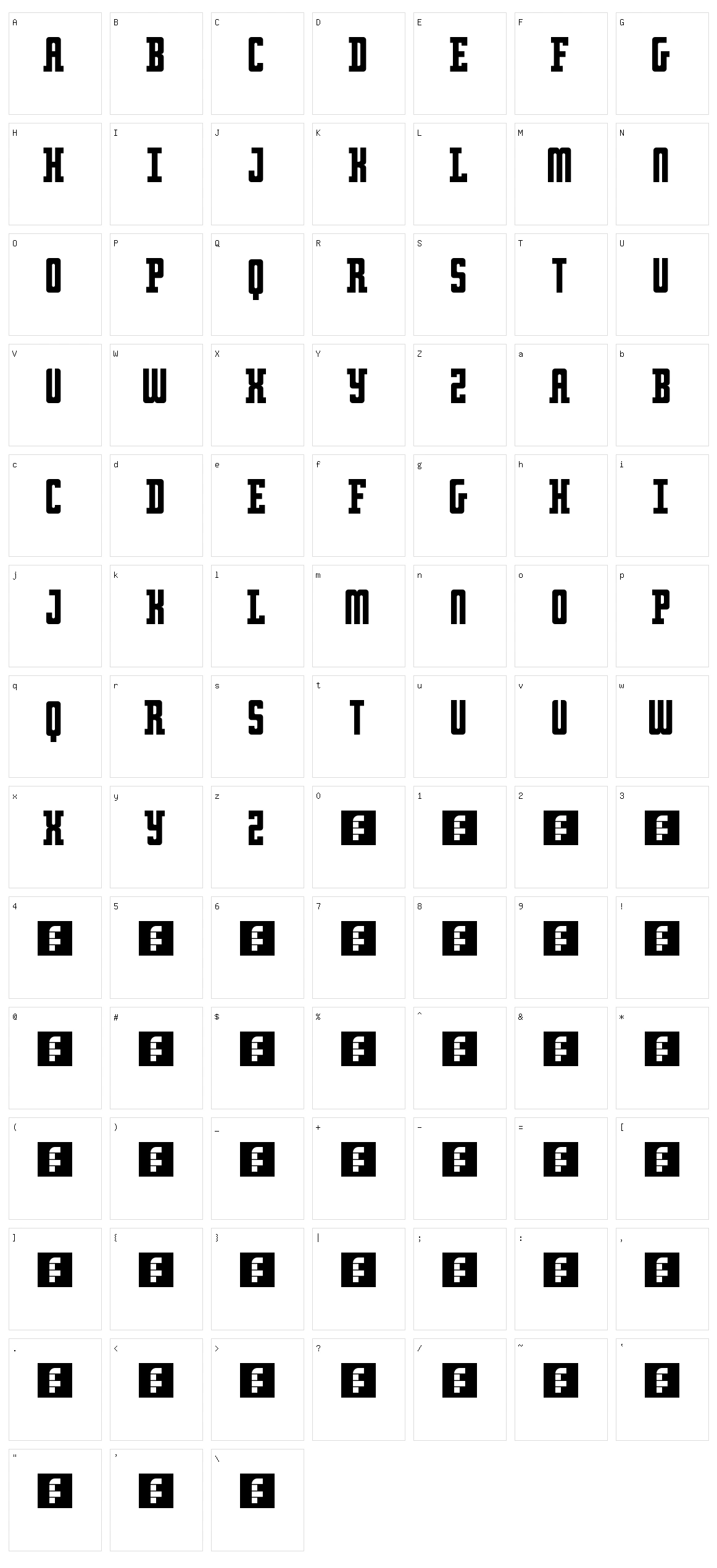 Retro serif Character Set