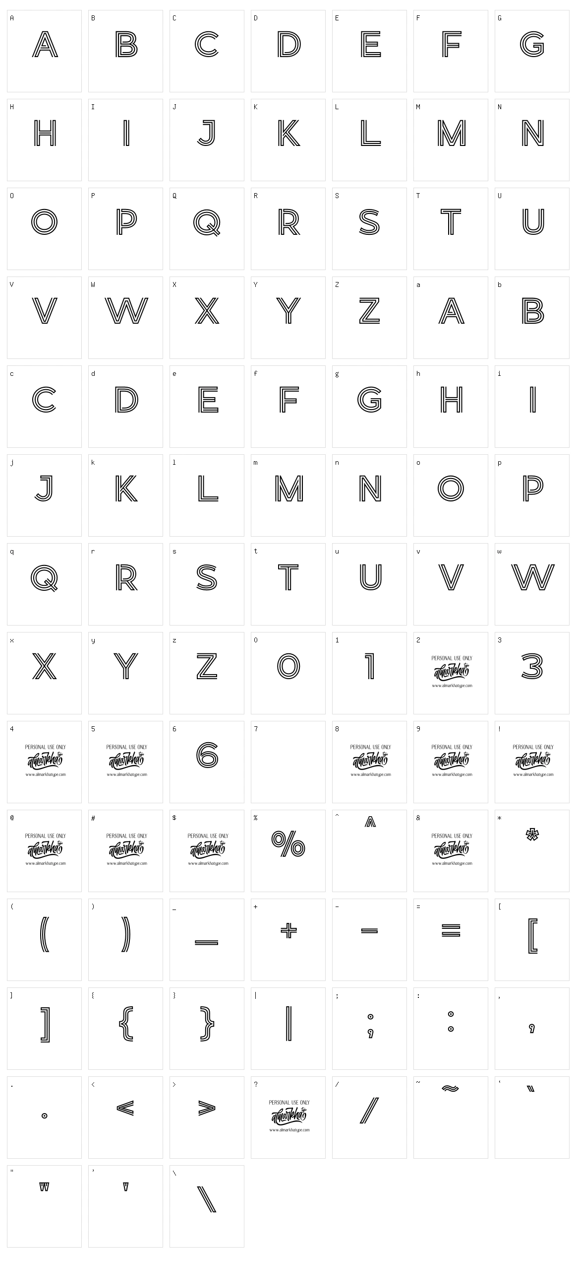 Retrolight Character Set