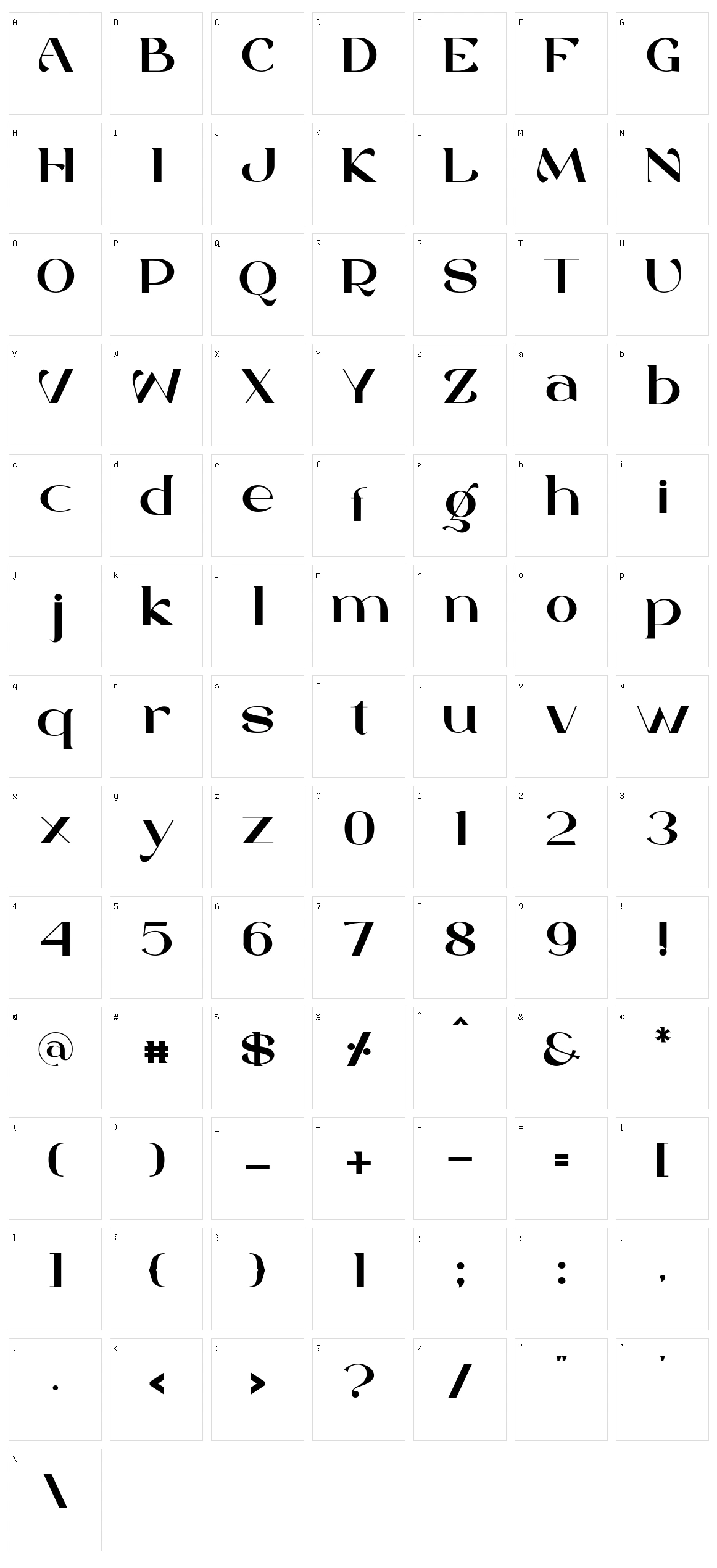 Rexagus Character Set