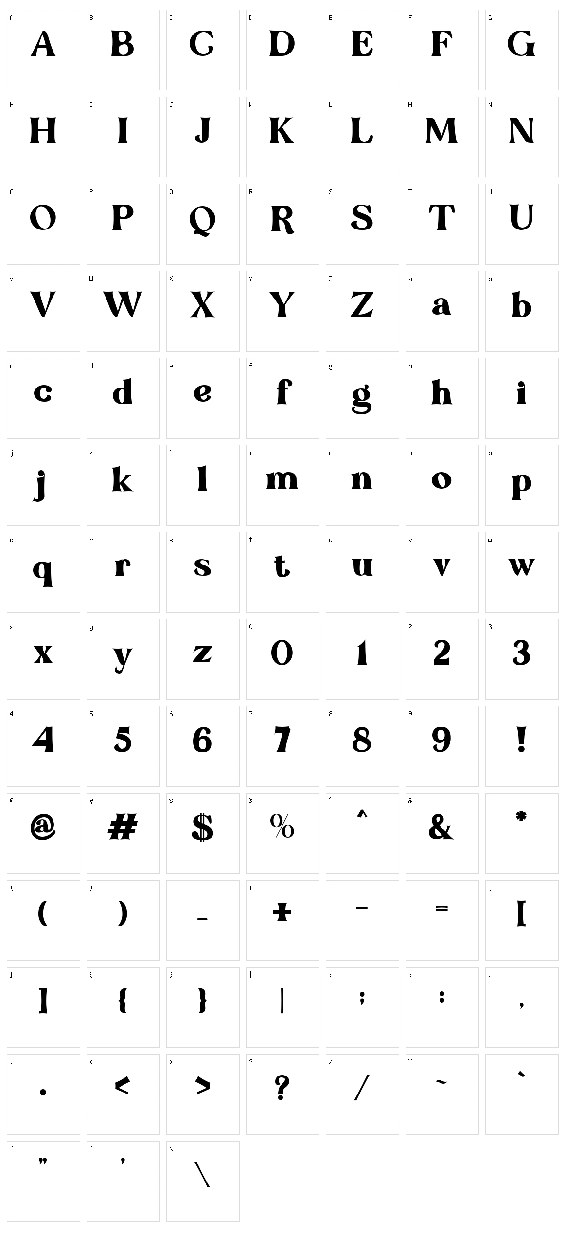 Rose Quay Character Set