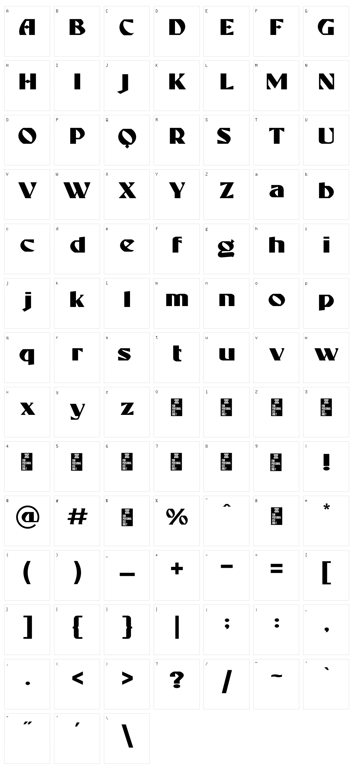 Roseford Character Set