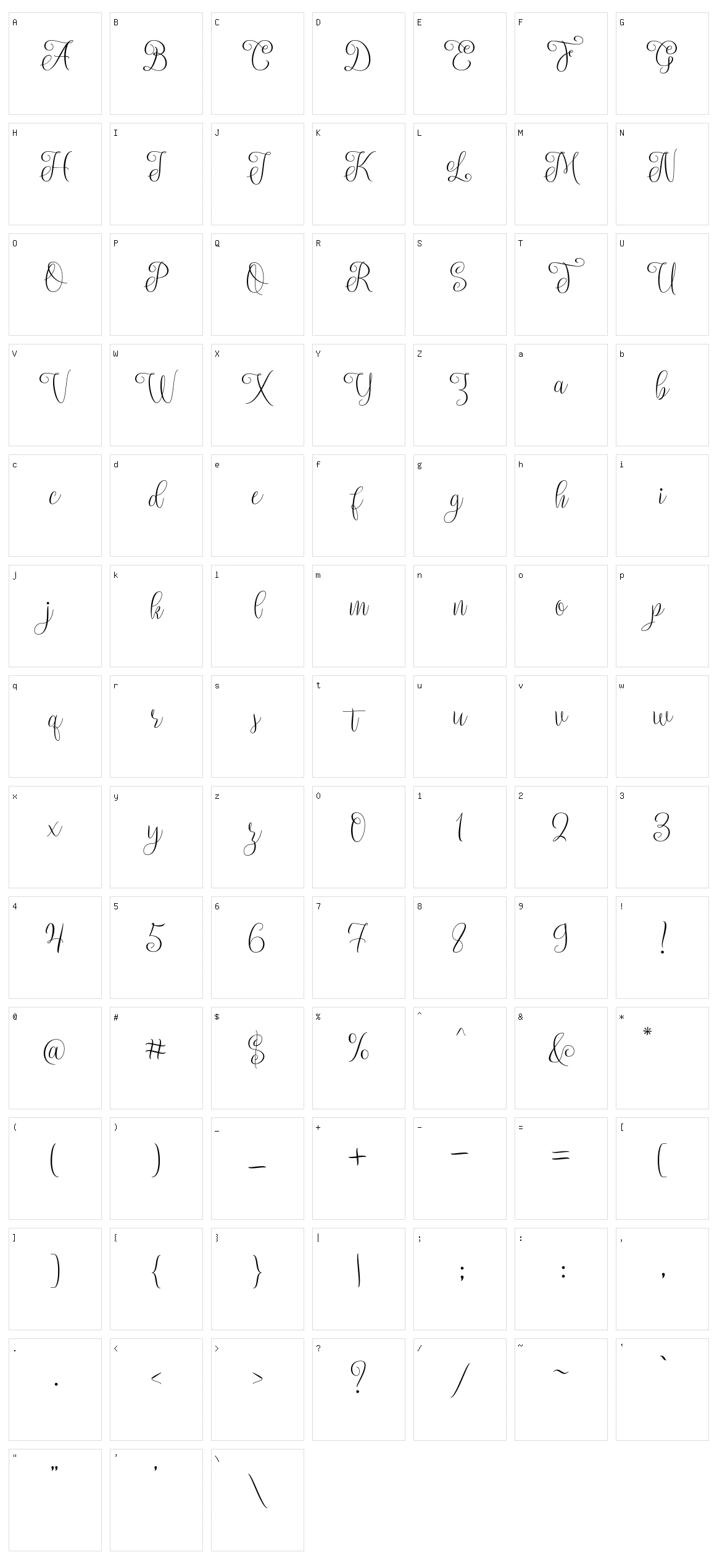 Setta Script Character Set