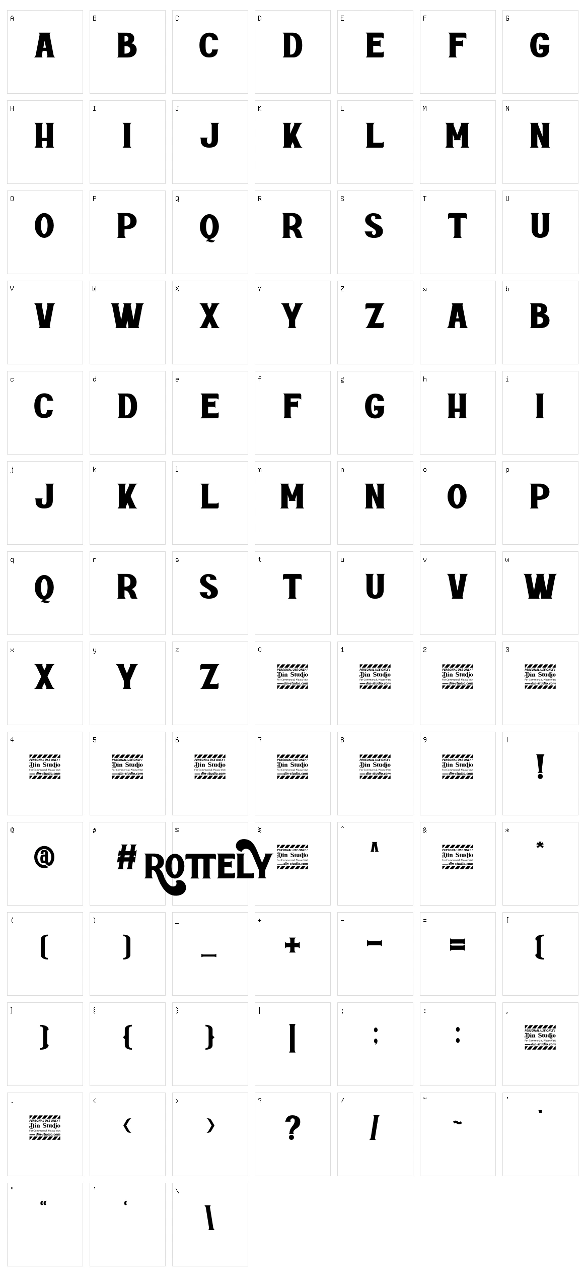 Rottely Character Set