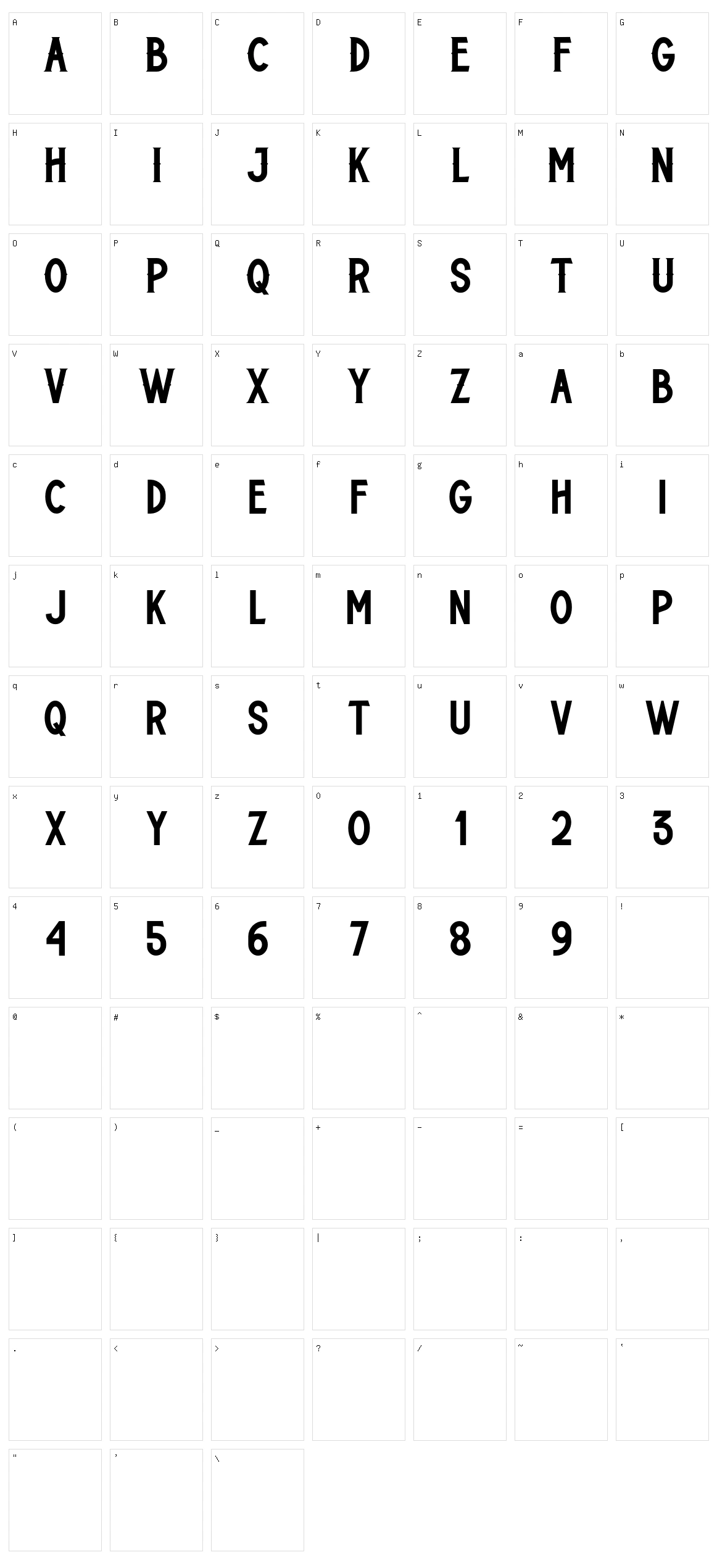 Rotterham Character Set