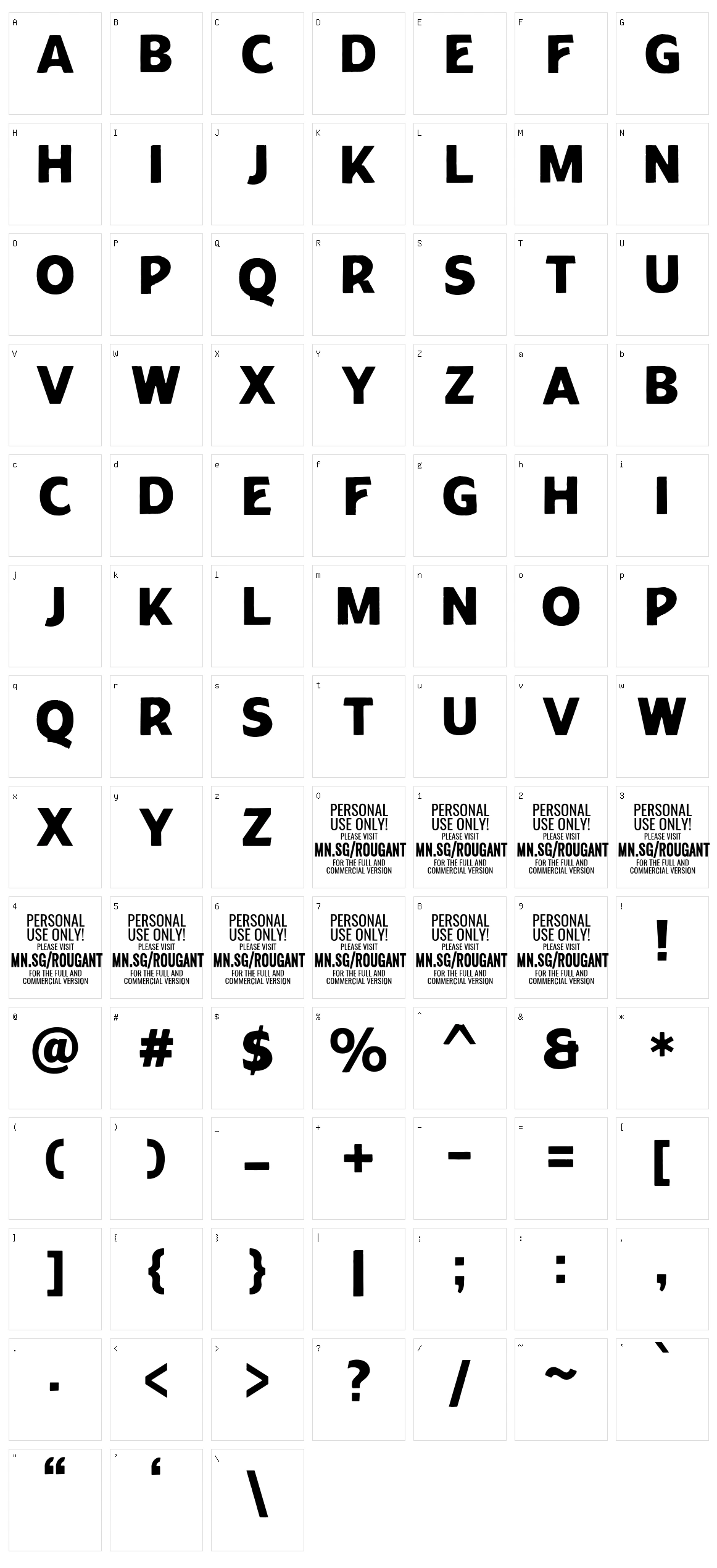 Rougant Character Set