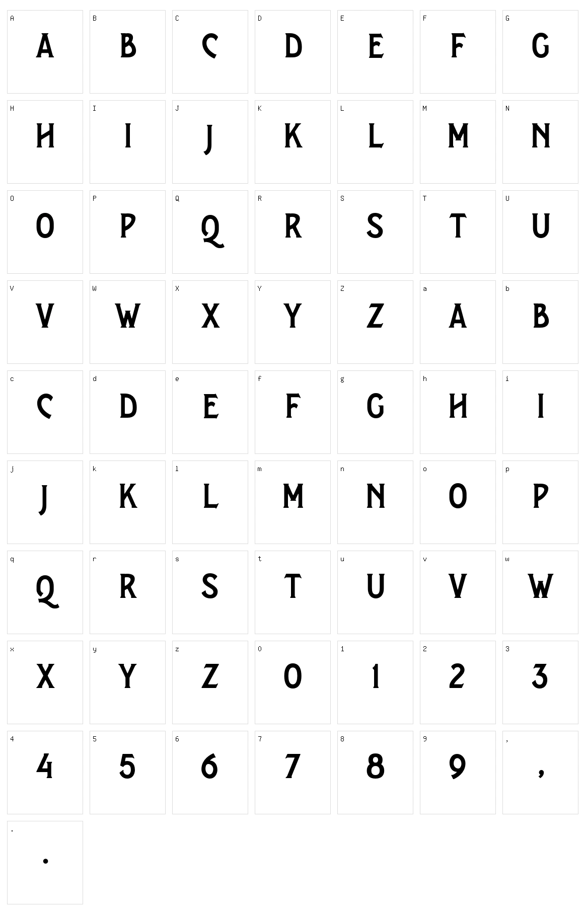 Salveation Serif Character Set